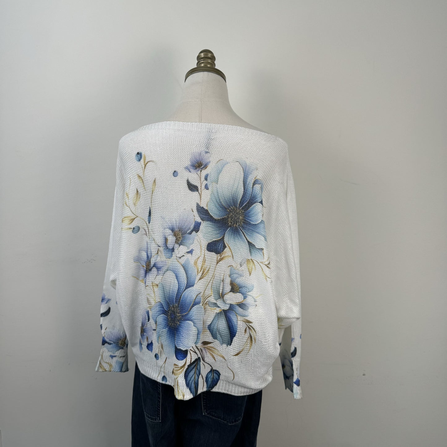 White Off Shoulder Dolman Sweater – view 6