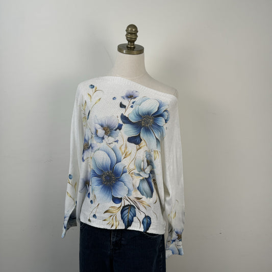 White Off Shoulder Dolman Sweater – view 7