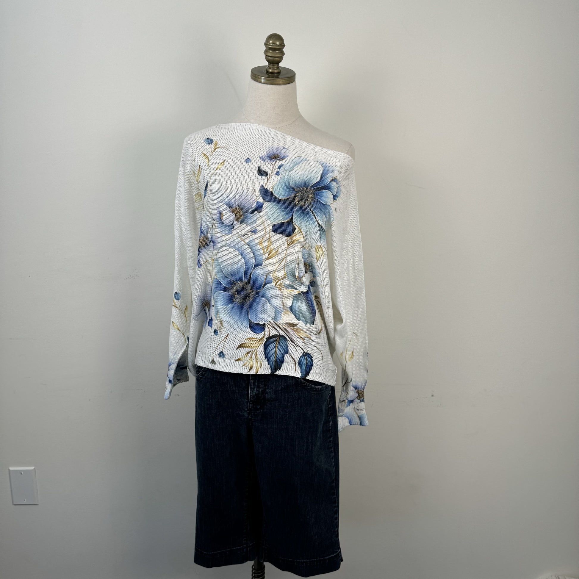 White Off Shoulder Dolman Sweater – view 8