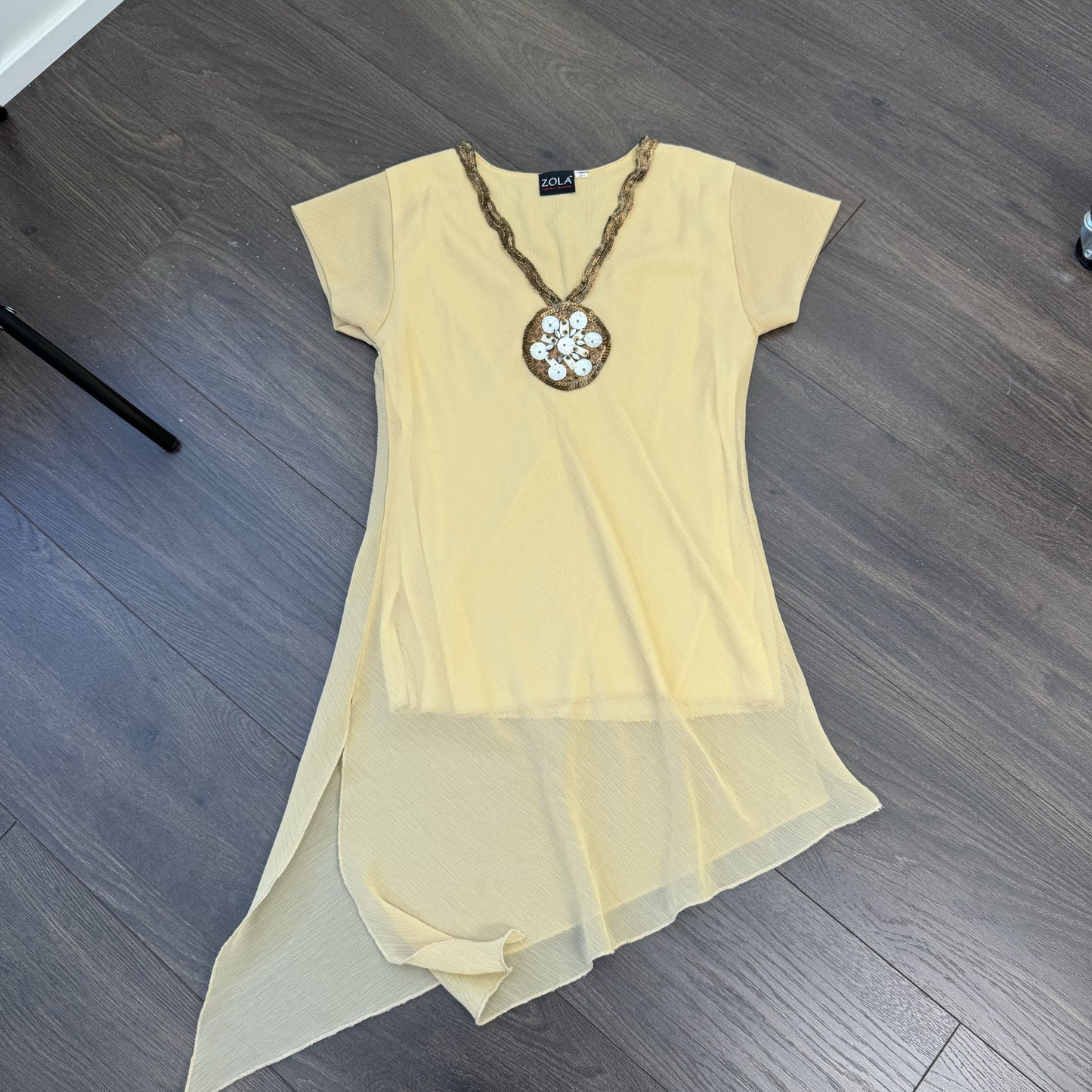 Vintage Beaded Chiffon Asymmetric Top – view 7