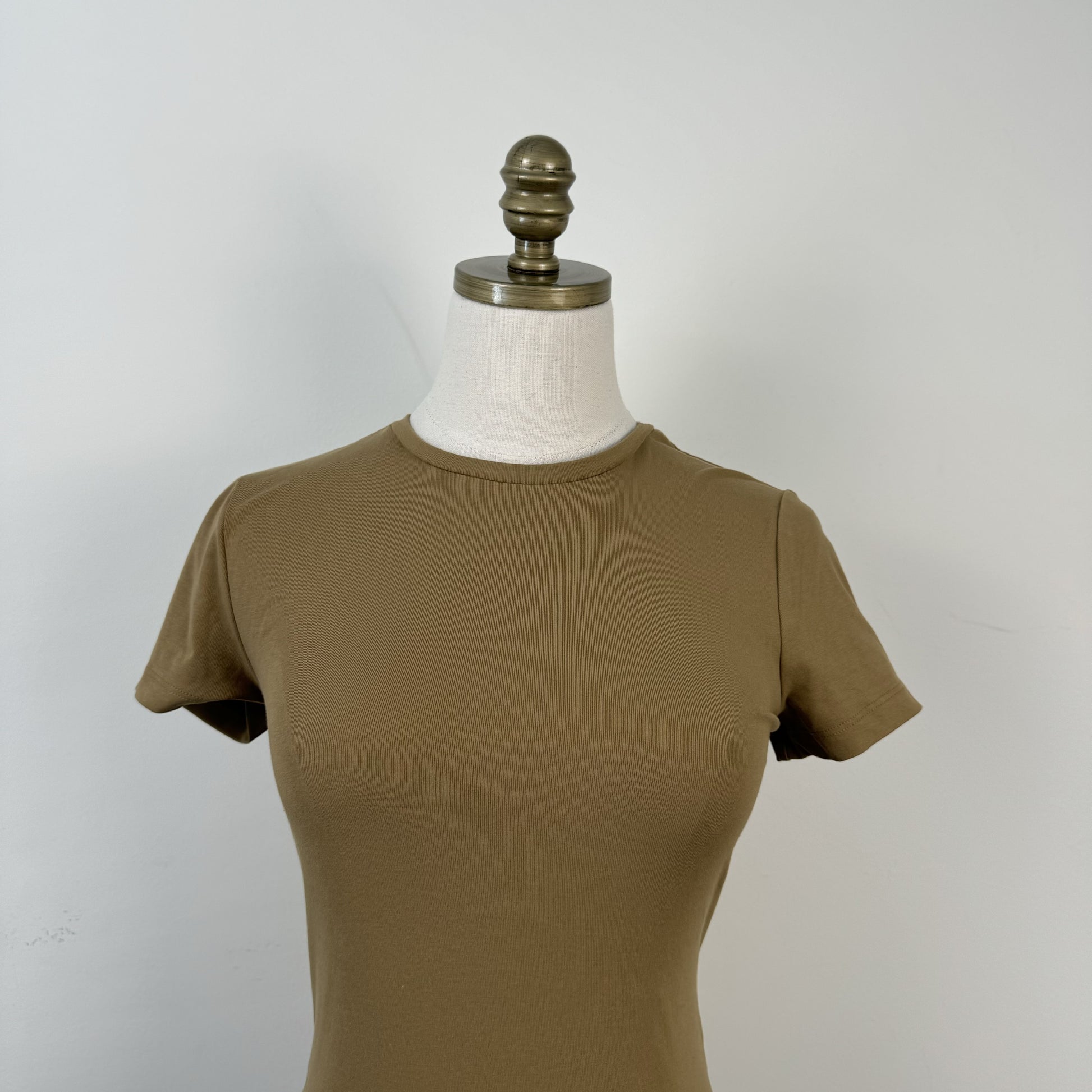 Khaki Fitted Short Sleeve Top – view 4