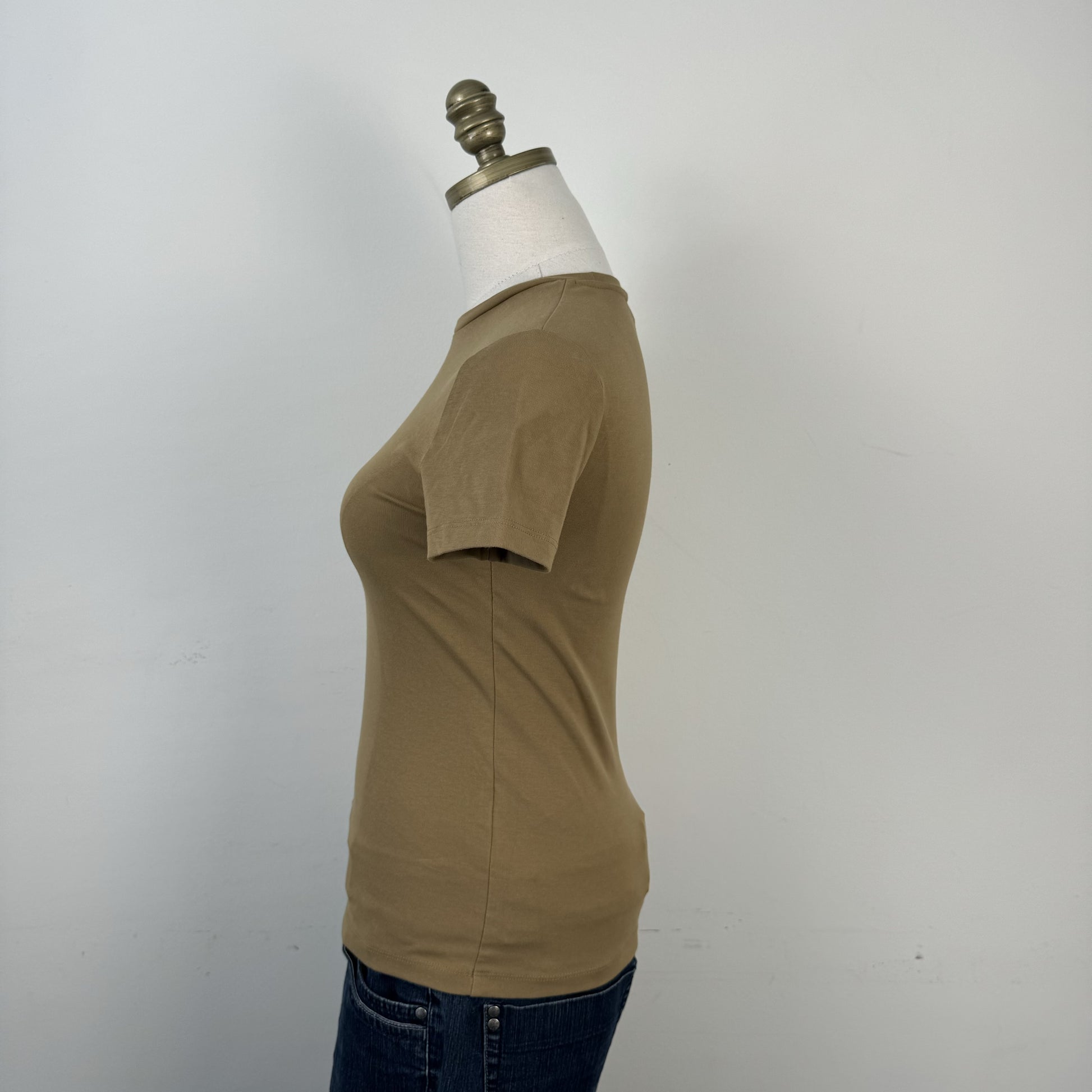 Khaki Fitted Short Sleeve Top – view 5