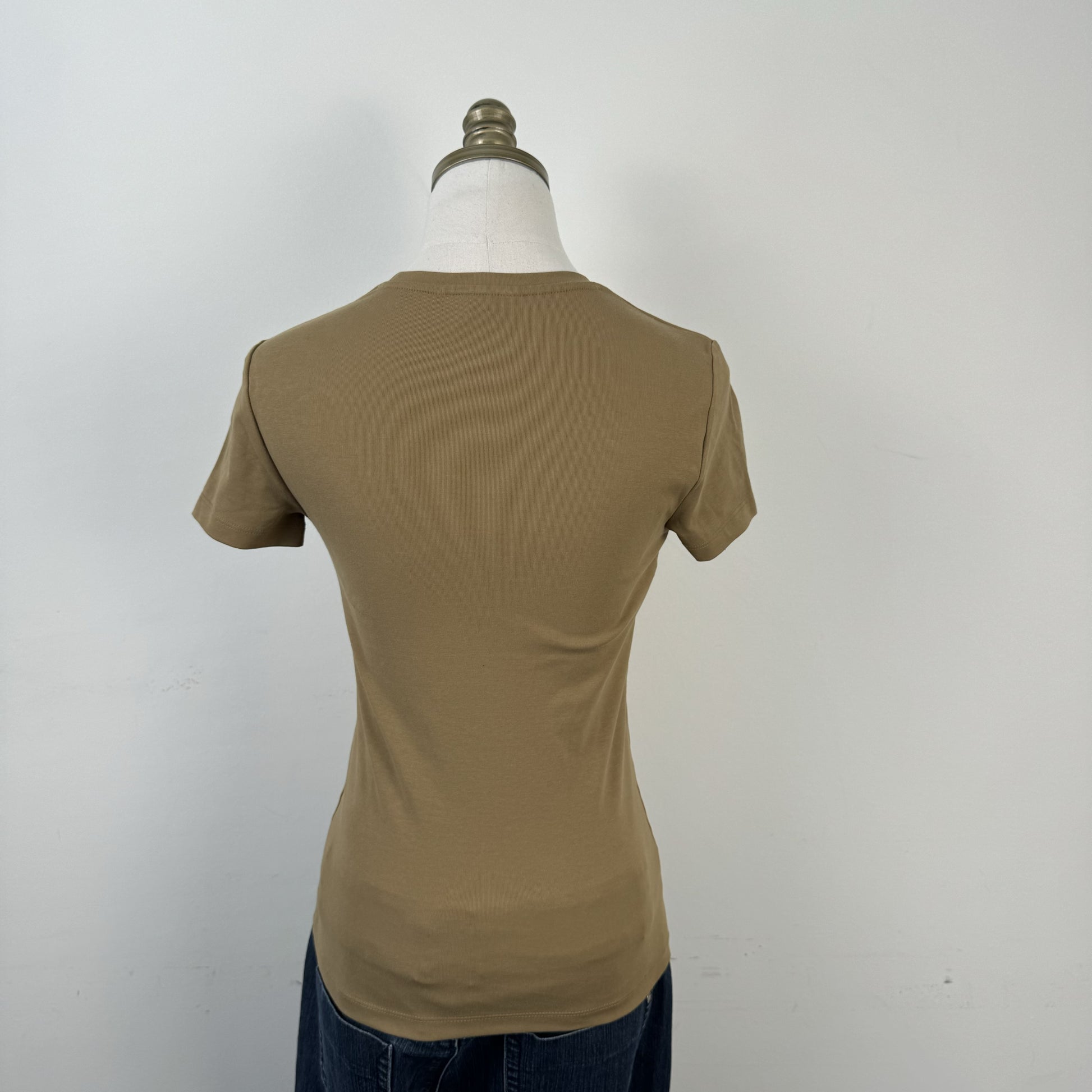 Khaki Fitted Short Sleeve Top – view 6