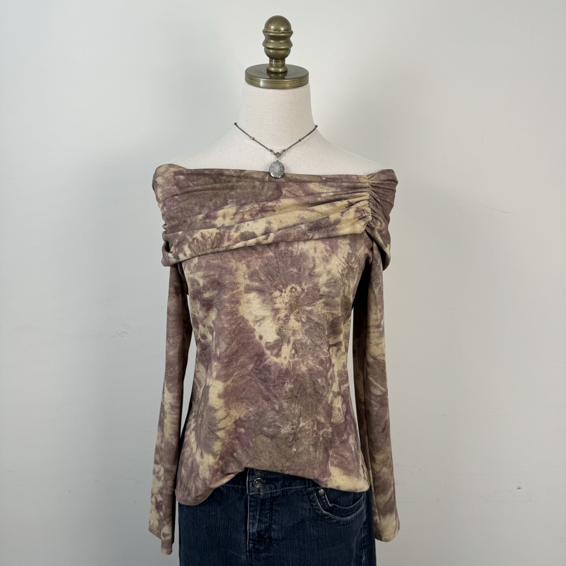 Artistic Print Off Shoulder Top – view 5