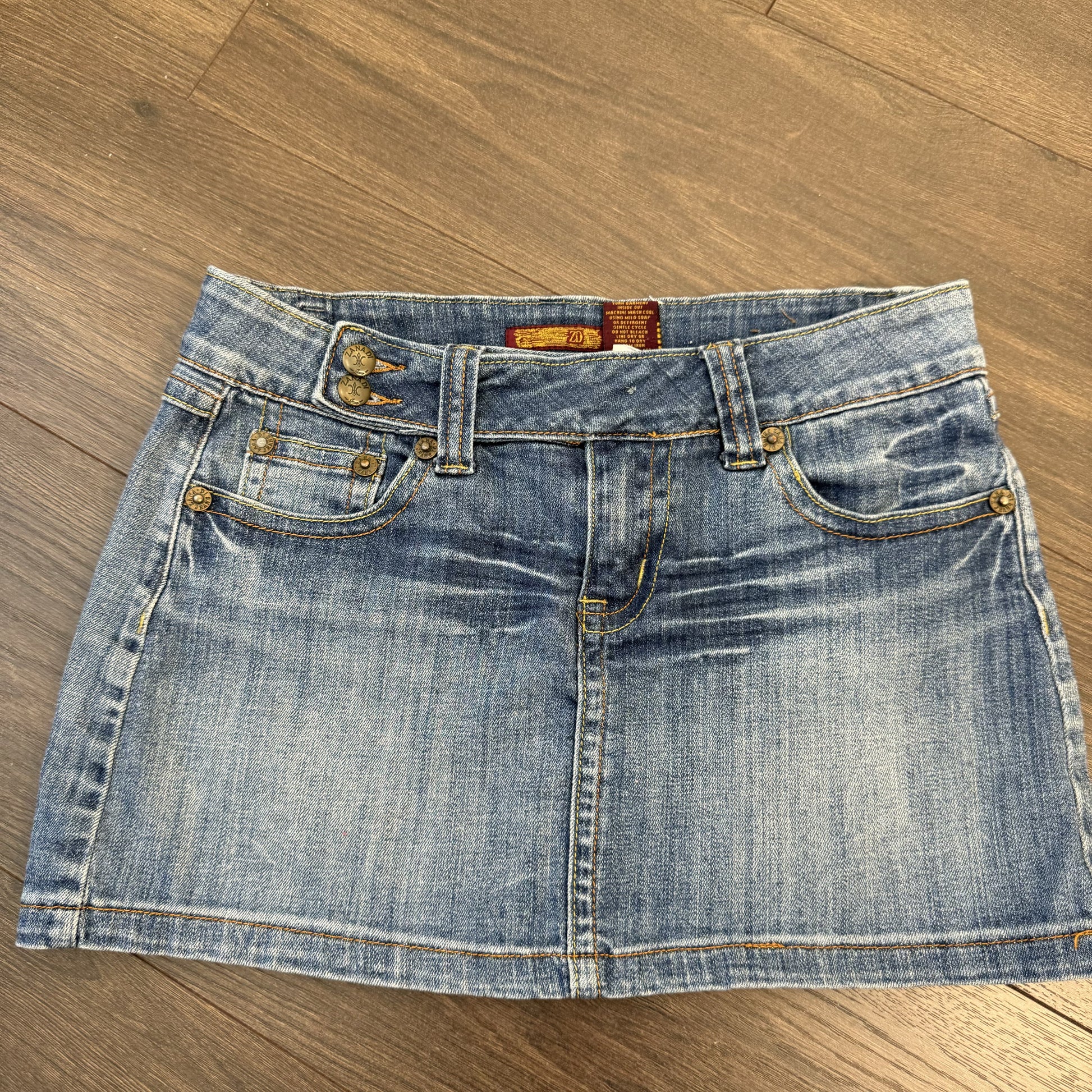 Y2K Light Wash Asymmetric Denim Mini Skirt – view 6
