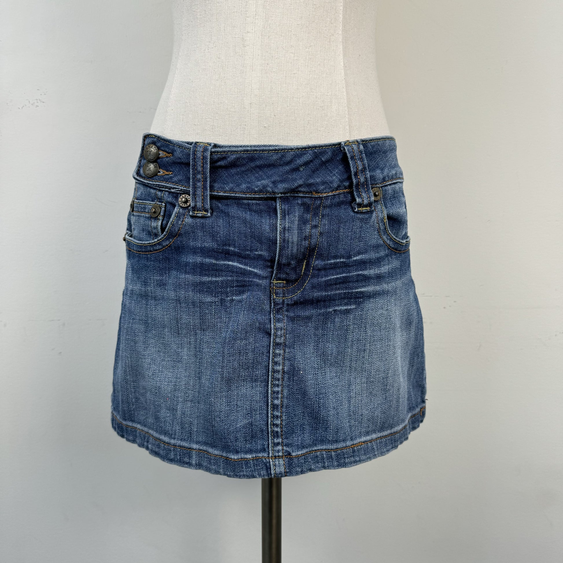 Y2K Light Wash Asymmetric Denim Mini Skirt – view 1