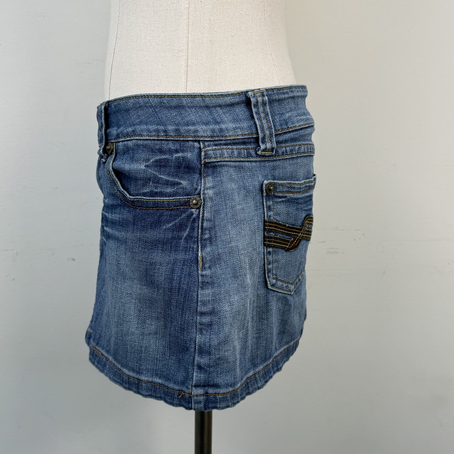 Y2K Light Wash Asymmetric Denim Mini Skirt – view 3