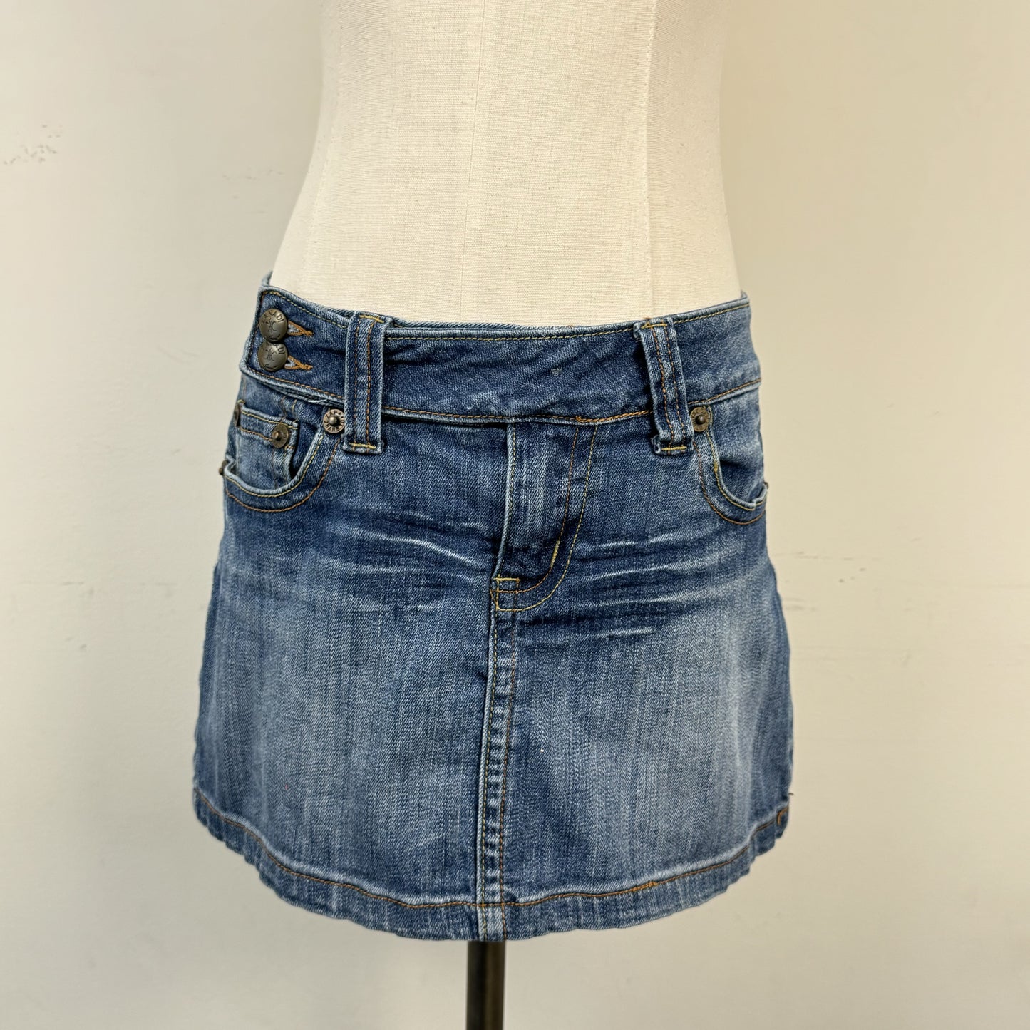 Y2K Light Wash Asymmetric Denim Mini Skirt – view 5