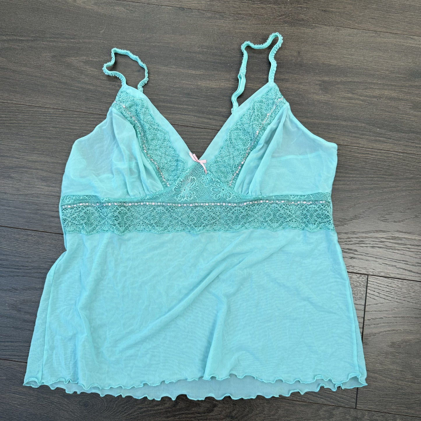 Teal Mesh Lace Babydoll Cami – view 8