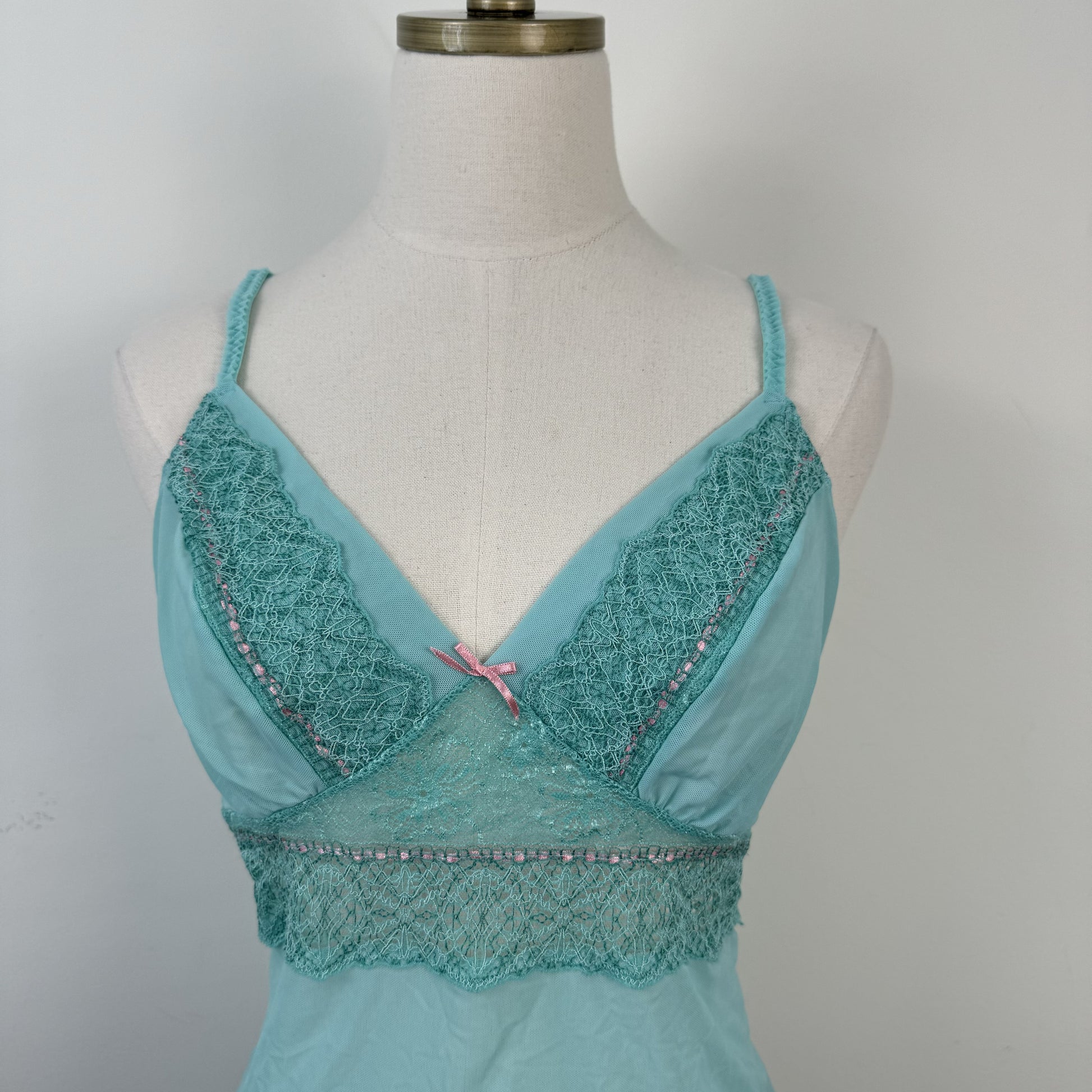 Teal Mesh Lace Babydoll Cami – view 4