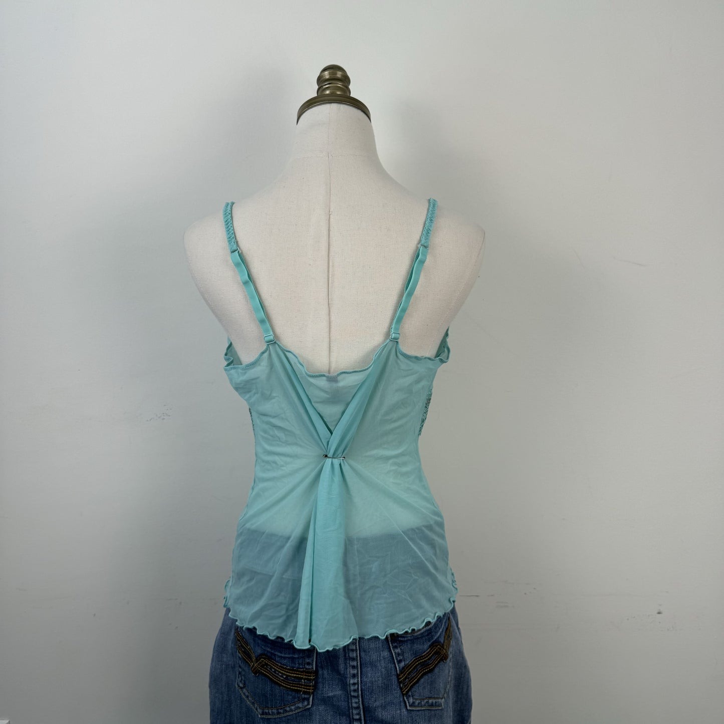 Teal Mesh Lace Babydoll Cami – view 6