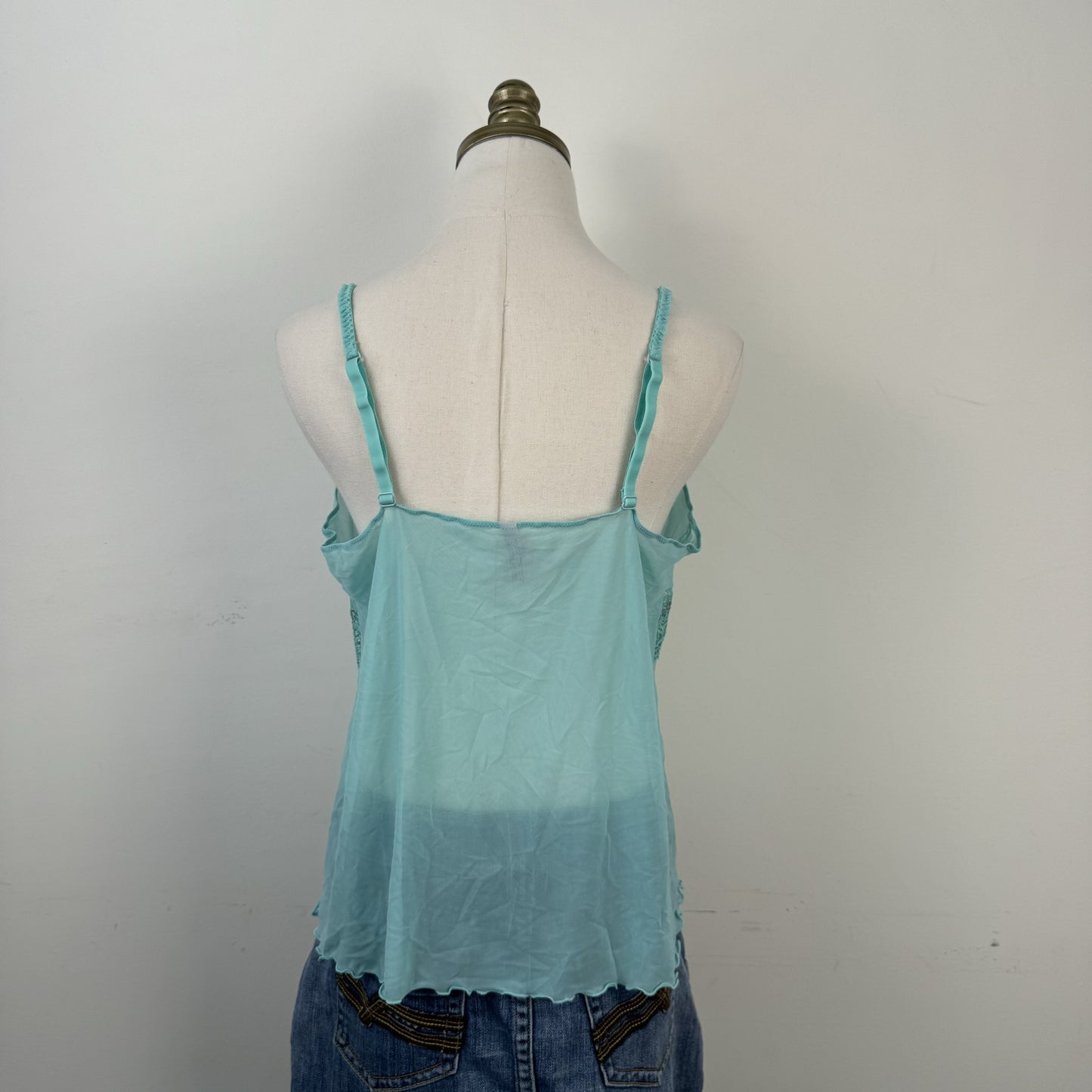 Teal Mesh Lace Babydoll Cami – view 7
