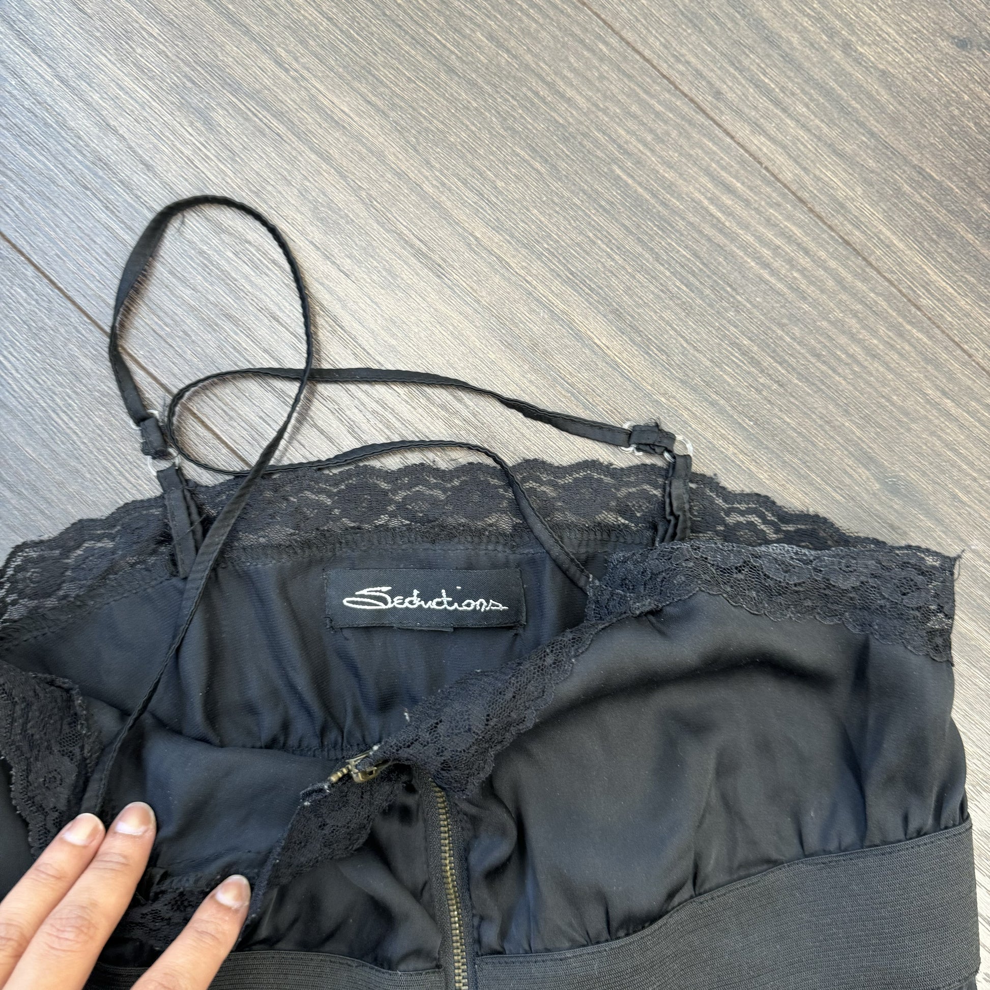 Black Satin Lace Babydoll Top – view 9