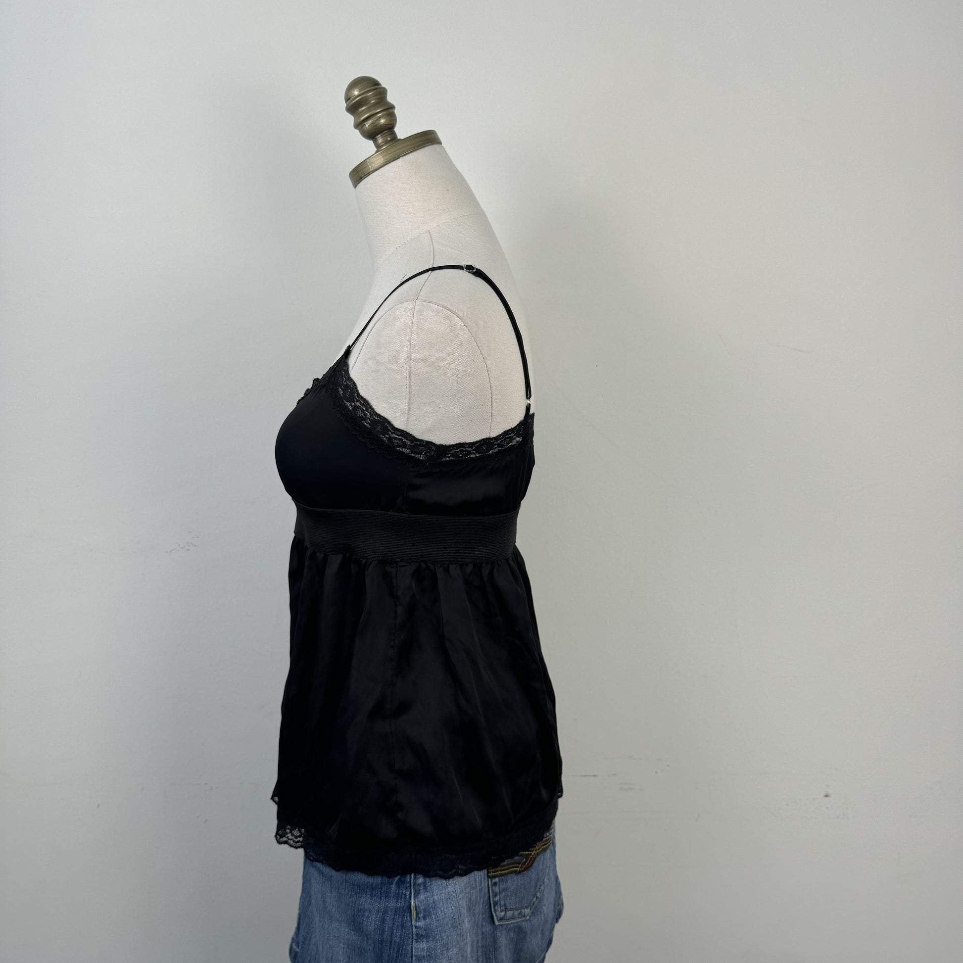 Black Satin Lace Babydoll Top – view 6