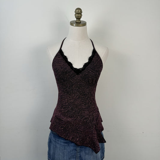 Y2K Pink Sparkly Halter Babydoll Top – view 1