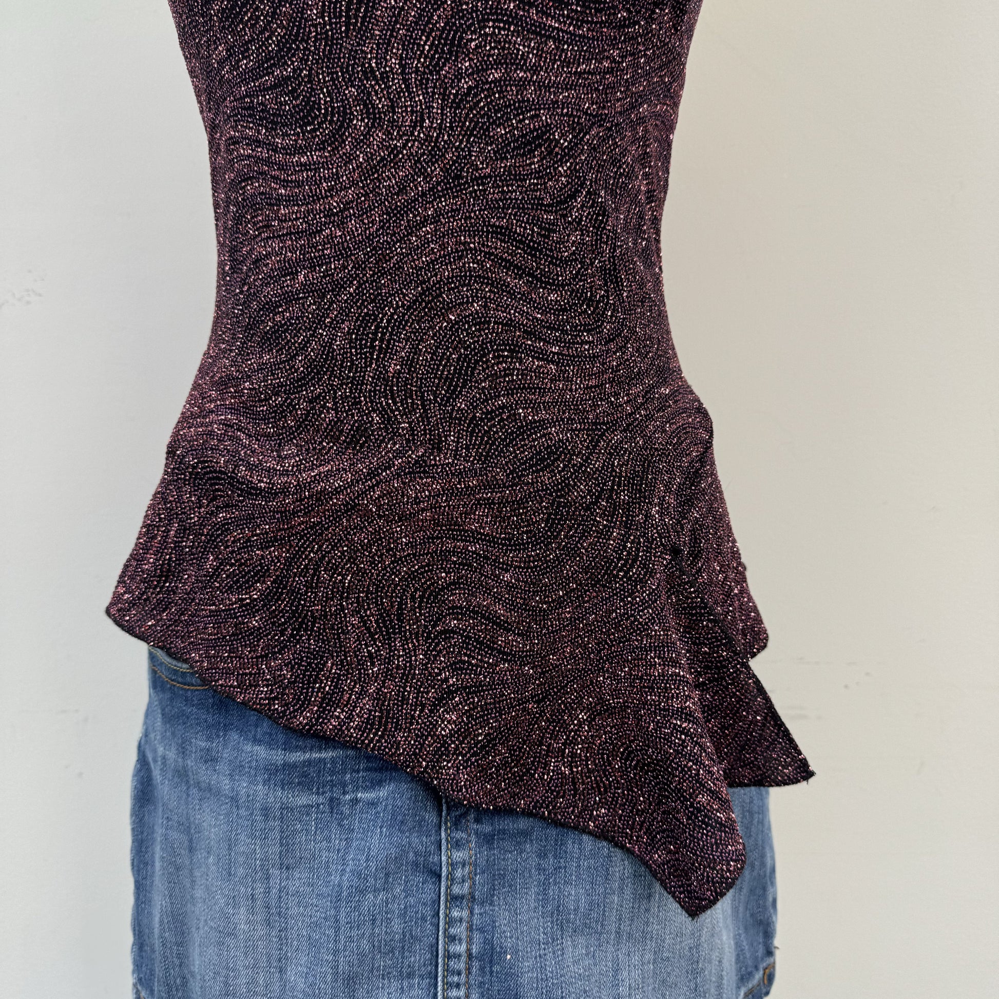 Y2K Pink Sparkly Halter Babydoll Top – view 3