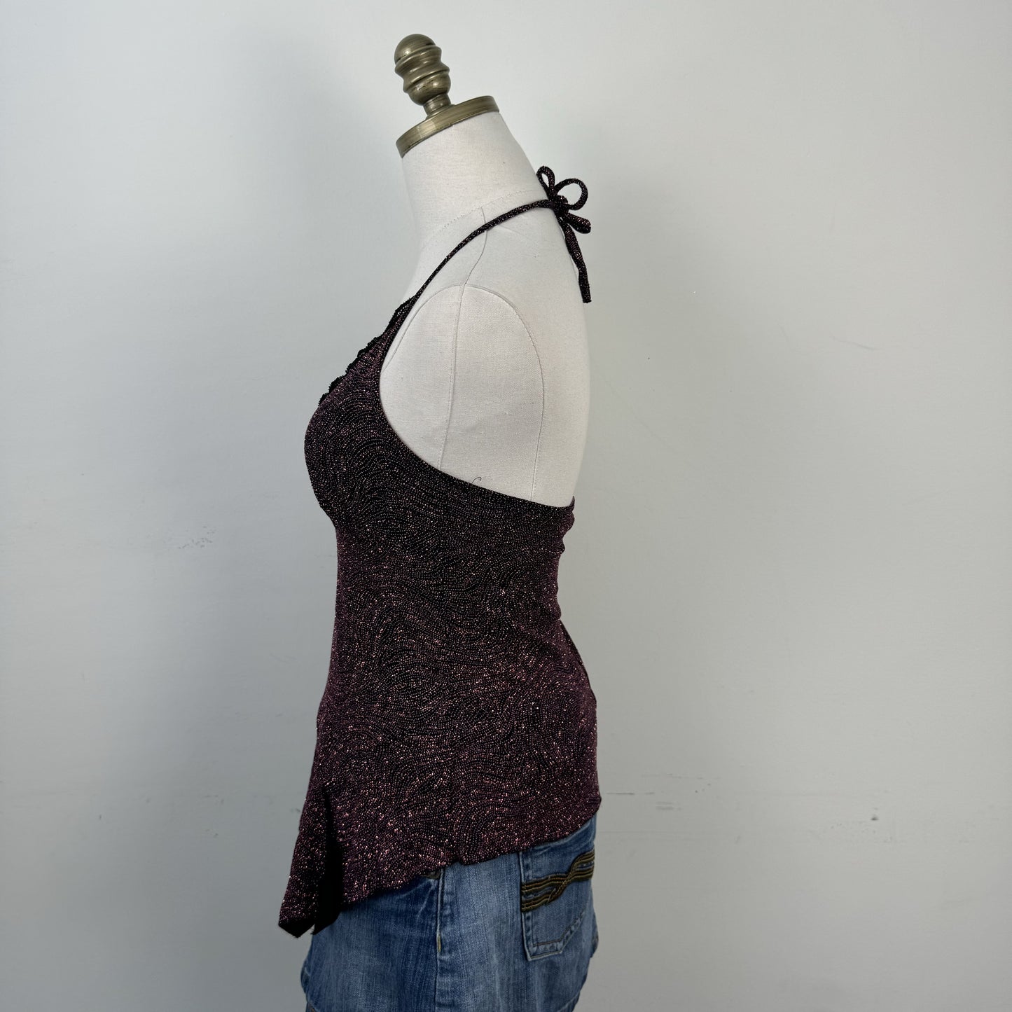 Y2K Pink Sparkly Halter Babydoll Top – view 5