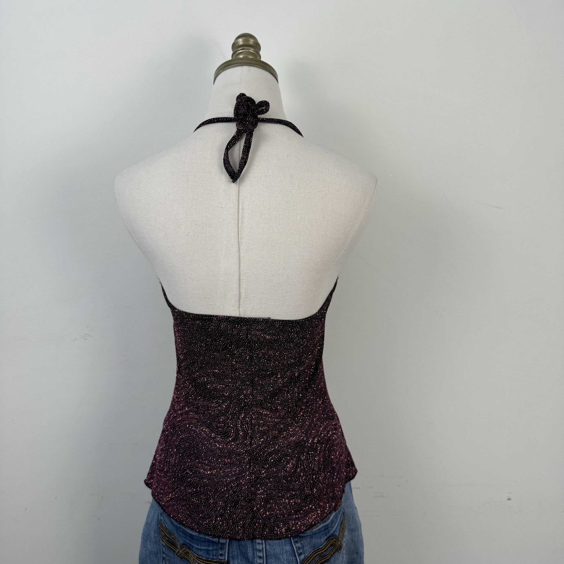 Y2K Pink Sparkly Halter Babydoll Top – view 6