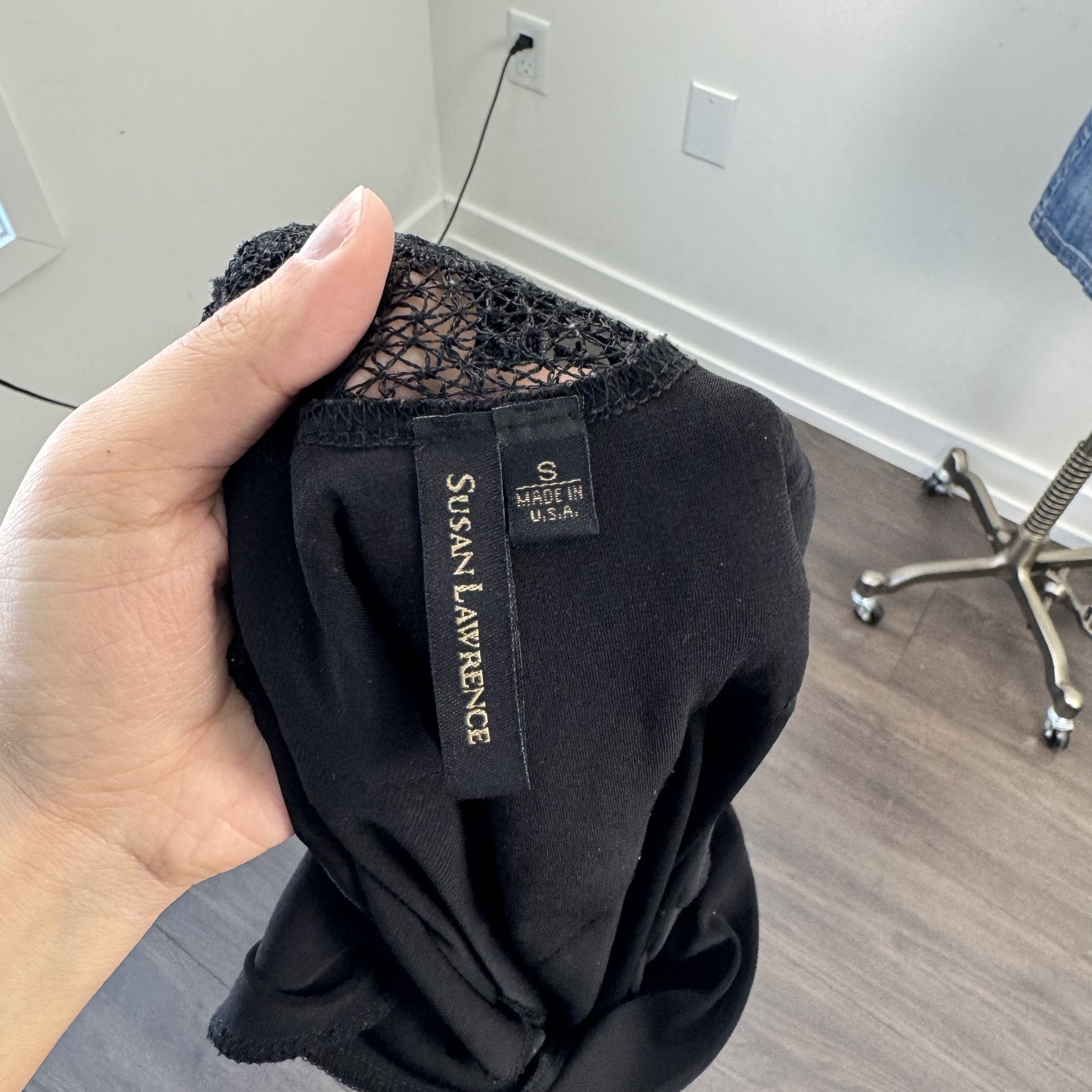 Black Cowl Neck Lace Crochet Top – view 2