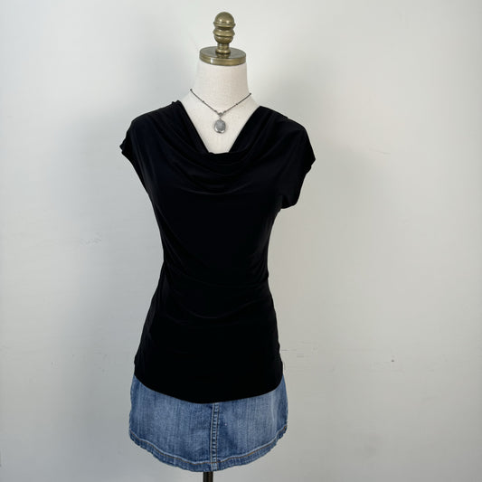 Black Cowl Neck Lace Crochet Top – view 1