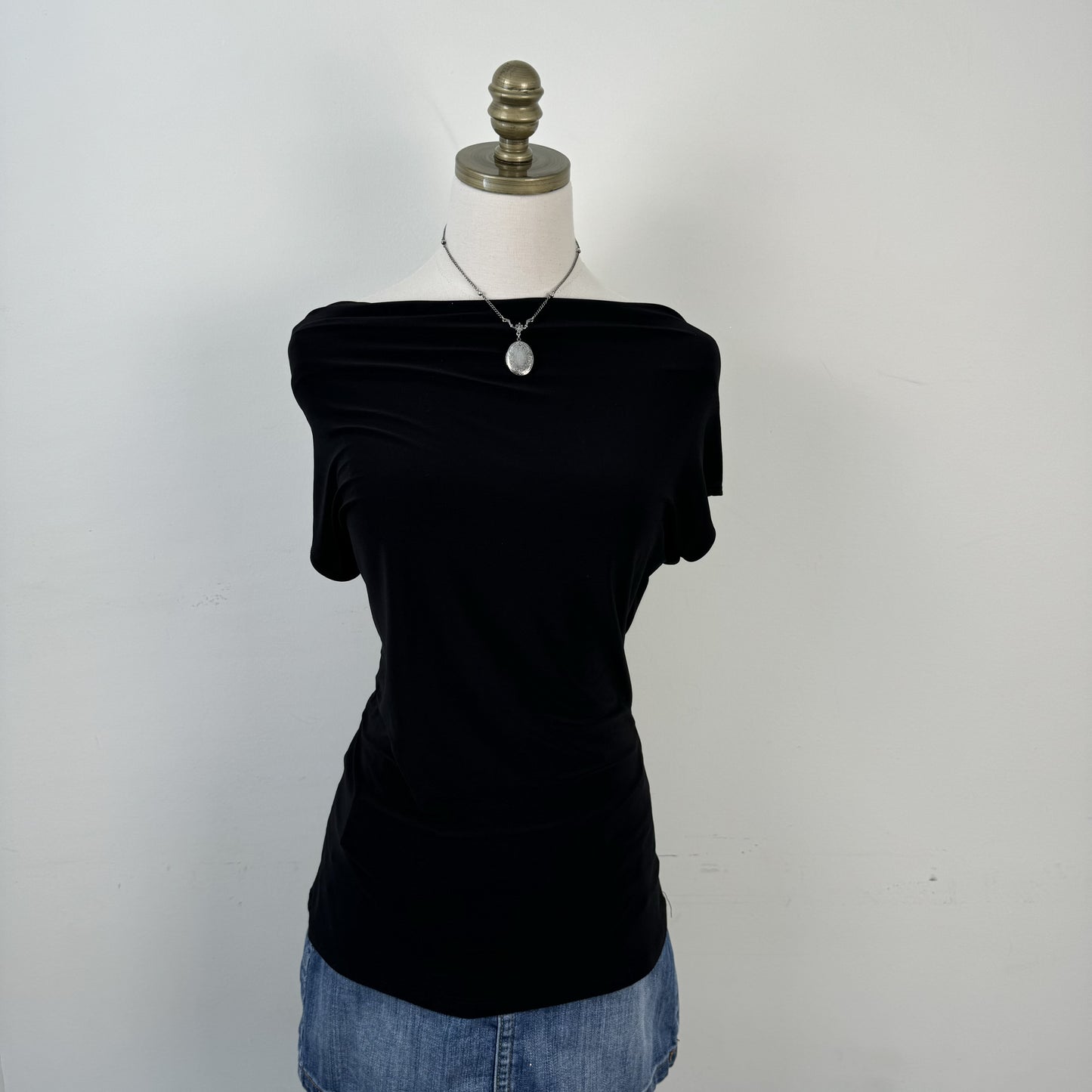 Black Cowl Neck Lace Crochet Top – view 3