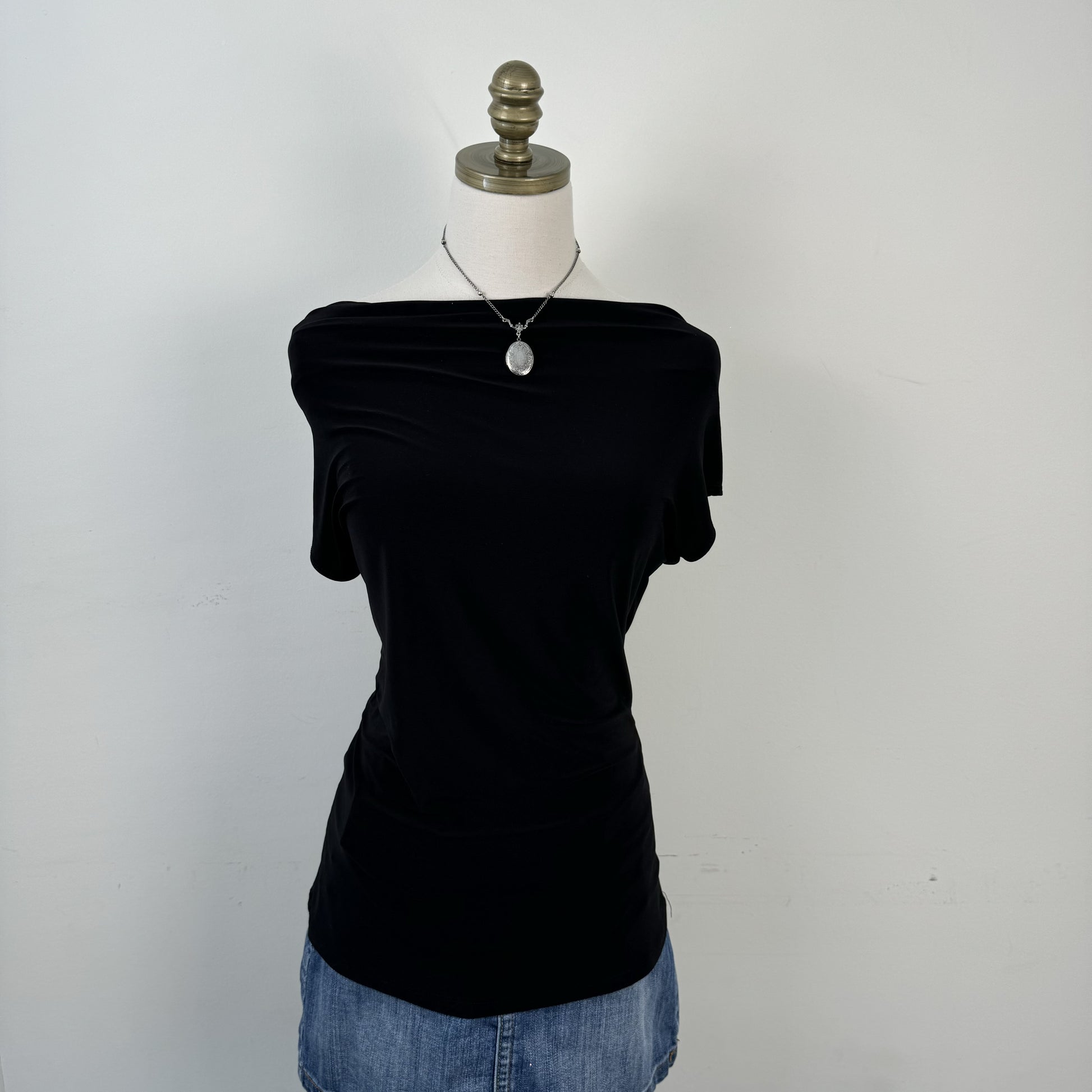 Black Cowl Neck Lace Crochet Top – view 3