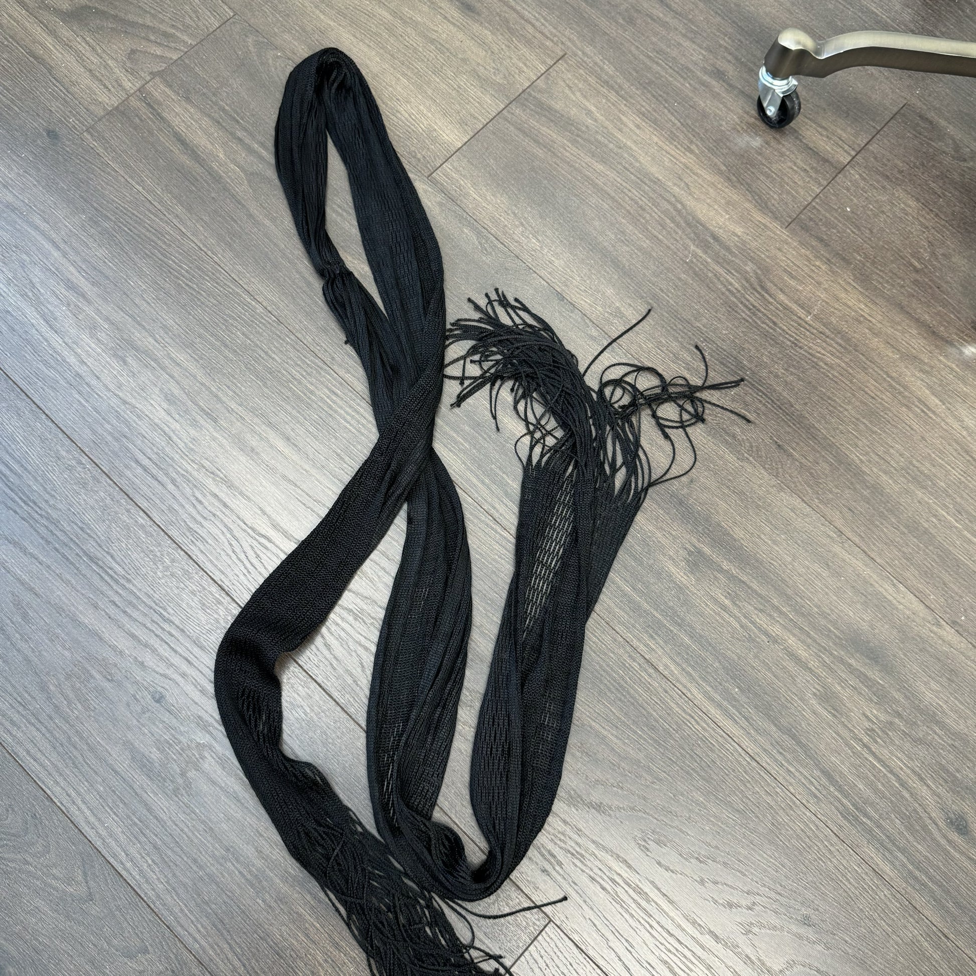 Black Fringe Open Knit Skinny Scarf – view 6