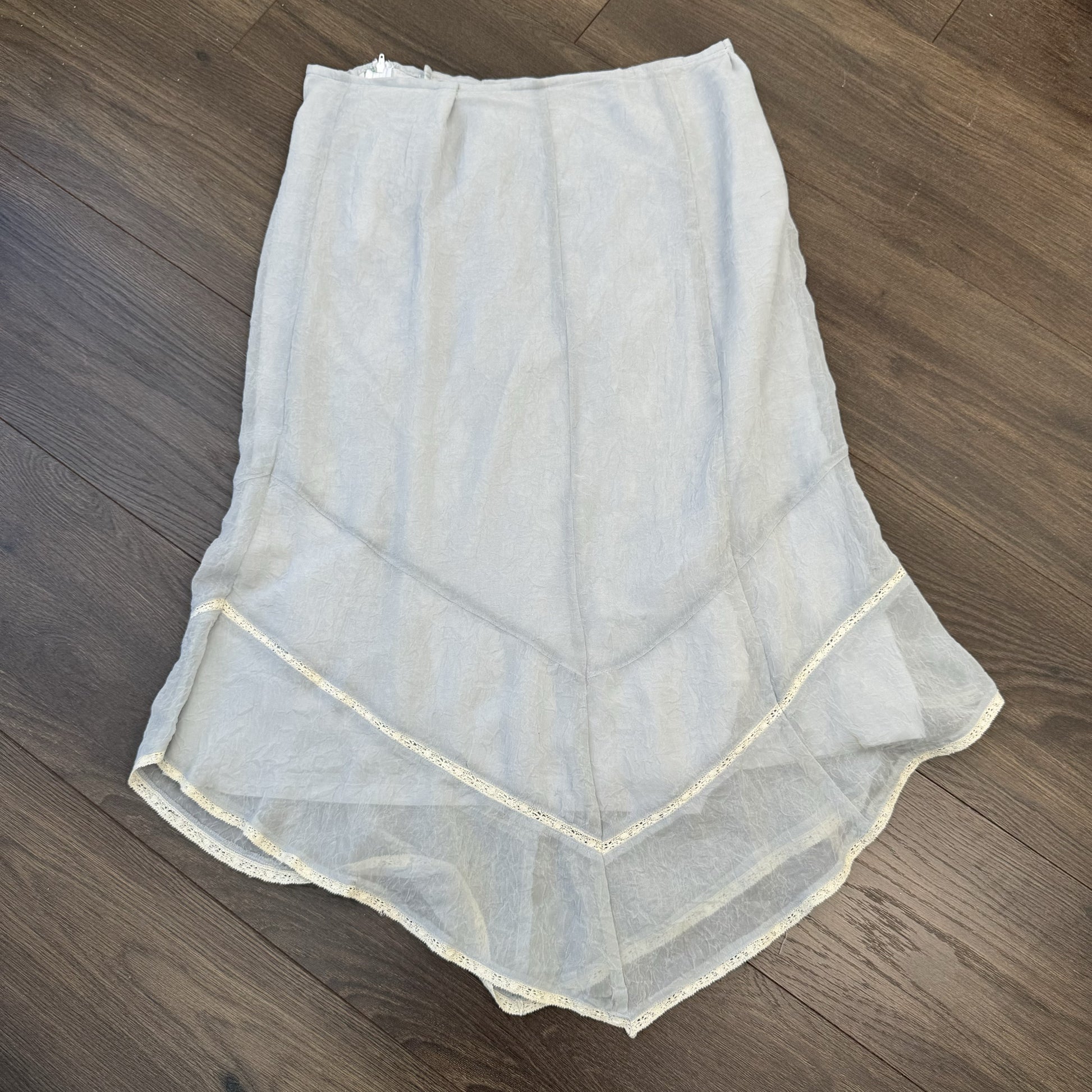 Vintage Pale Blue Chiffon Lace Midi Skirt – view 8