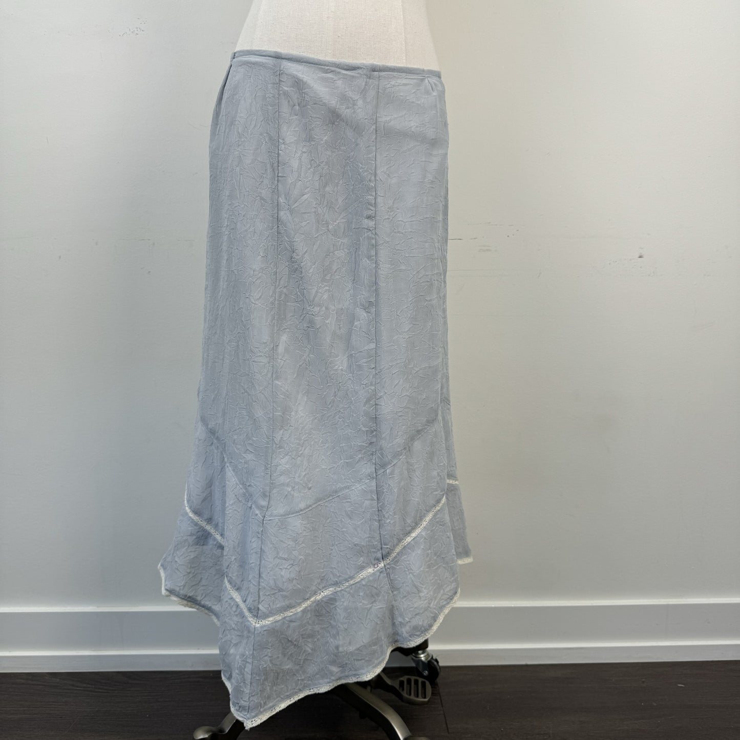 Vintage Pale Blue Chiffon Lace Midi Skirt – view 2