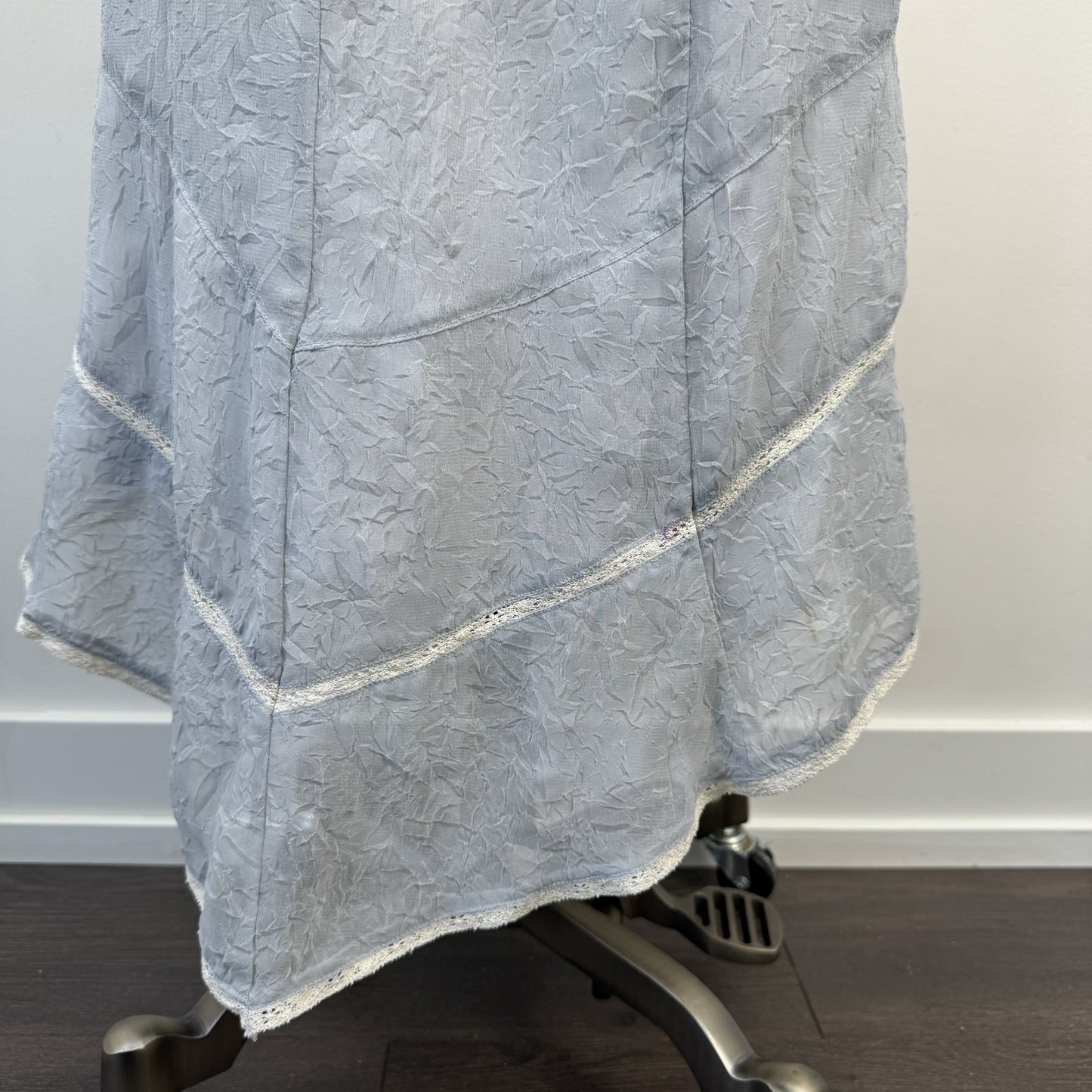 Vintage Pale Blue Chiffon Lace Midi Skirt – view 3