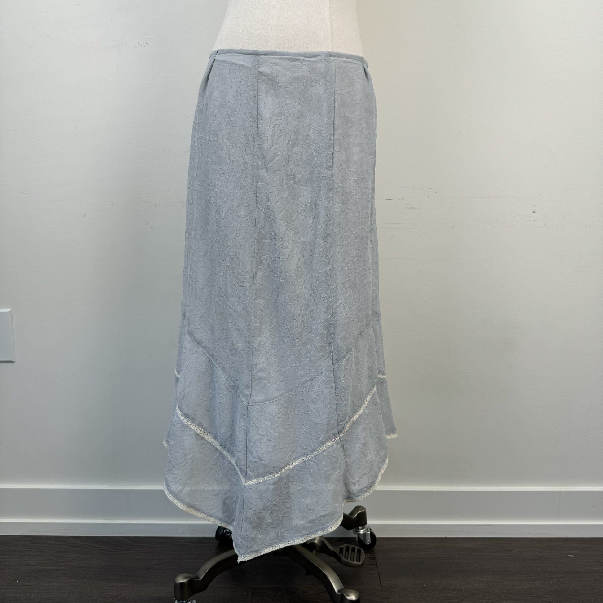 Vintage Pale Blue Chiffon Lace Midi Skirt – view 6