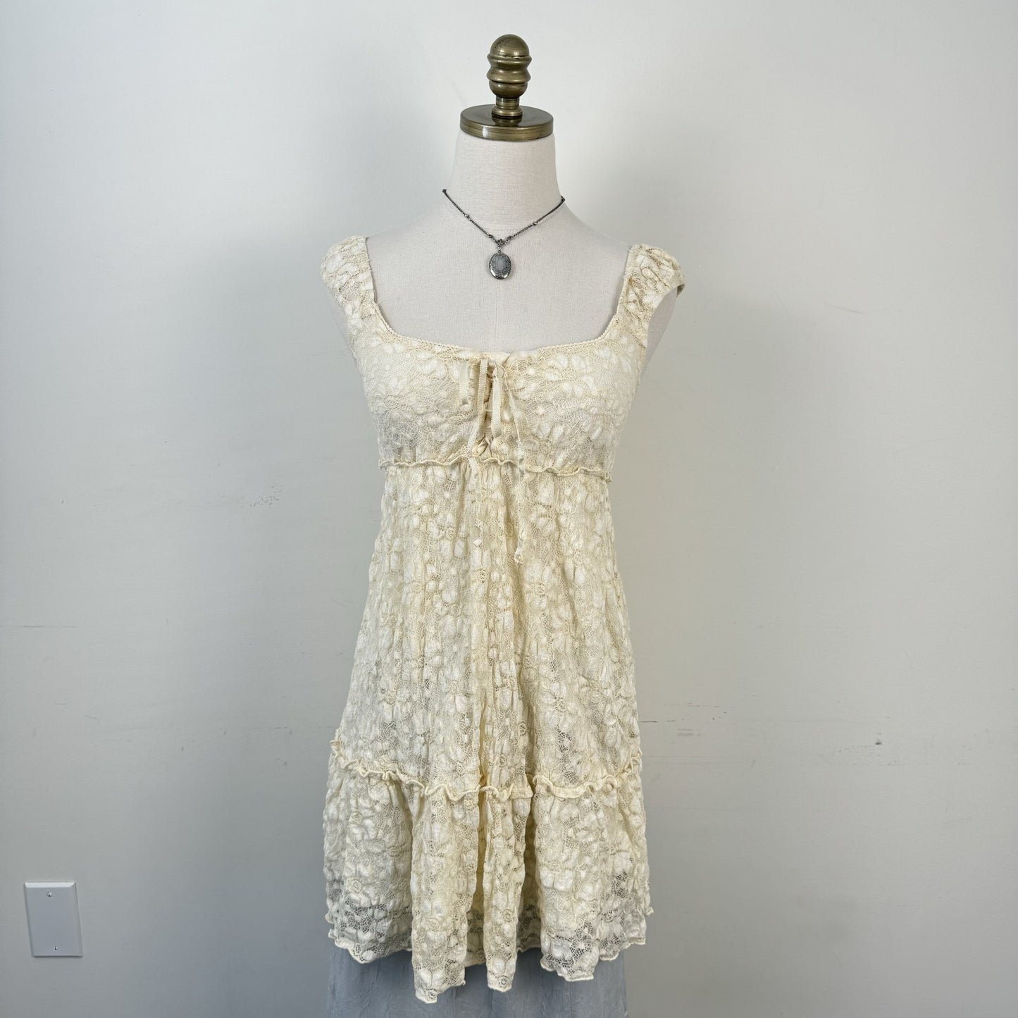 Cream Tiered Babydoll Mini Dress – view 2