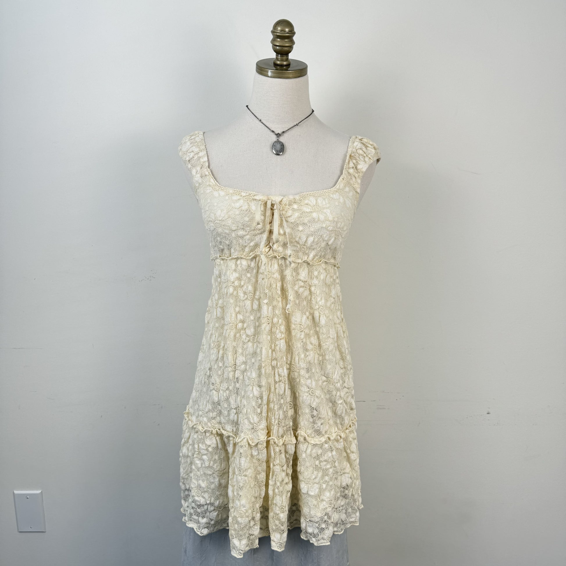 Cream Tiered Babydoll Mini Dress – view 2