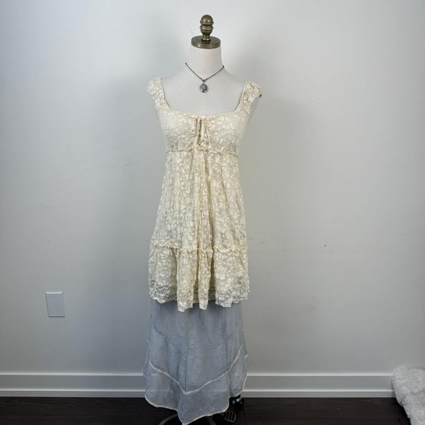 Cream Tiered Babydoll Mini Dress – view 6