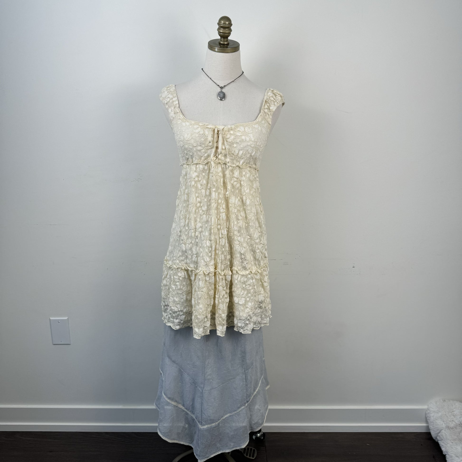 Cream Tiered Babydoll Mini Dress – view 6