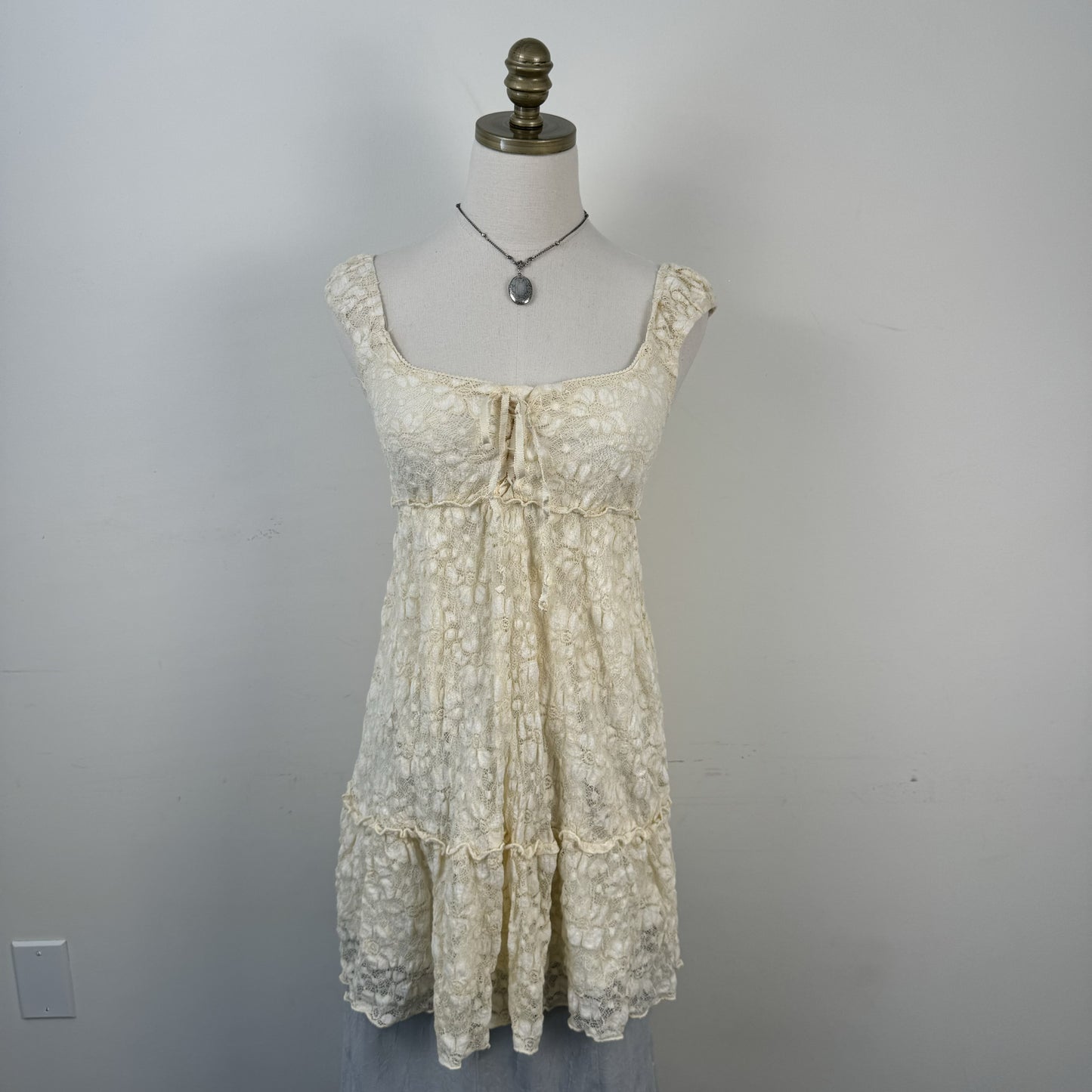Cream Tiered Babydoll Mini Dress – view 1