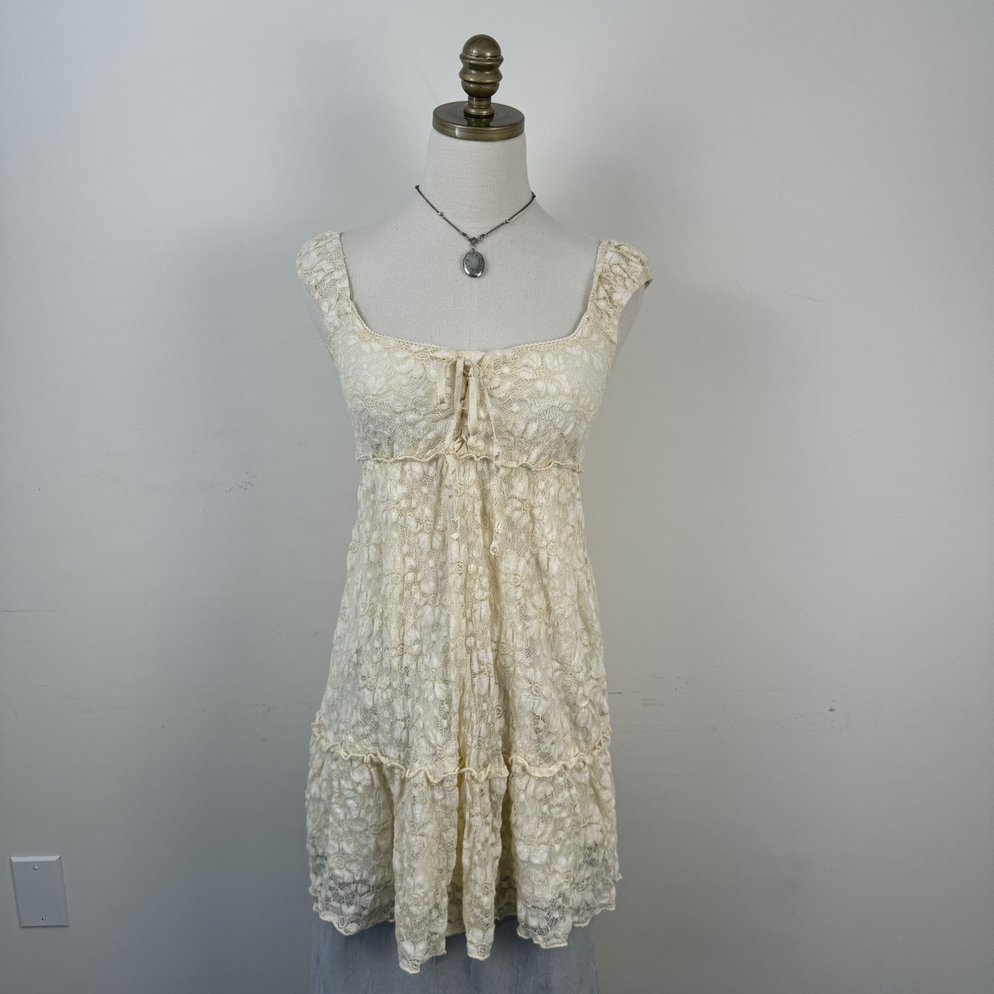 Cream Tiered Babydoll Mini Dress – view 1
