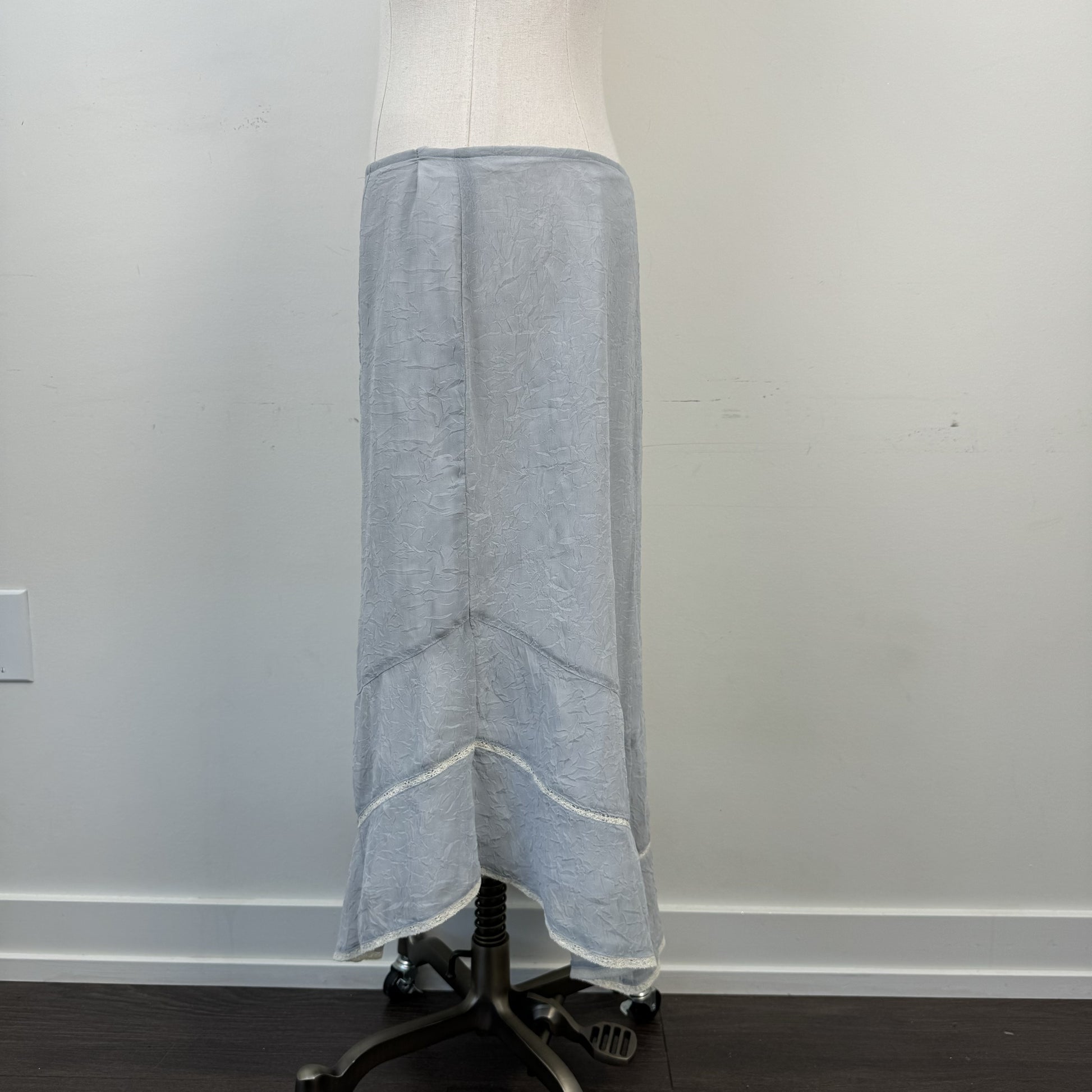 Vintage Pale Blue Chiffon Lace Midi Skirt – view 1