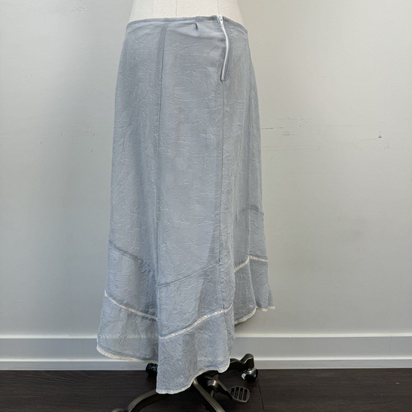 Vintage Pale Blue Chiffon Lace Midi Skirt – view 7