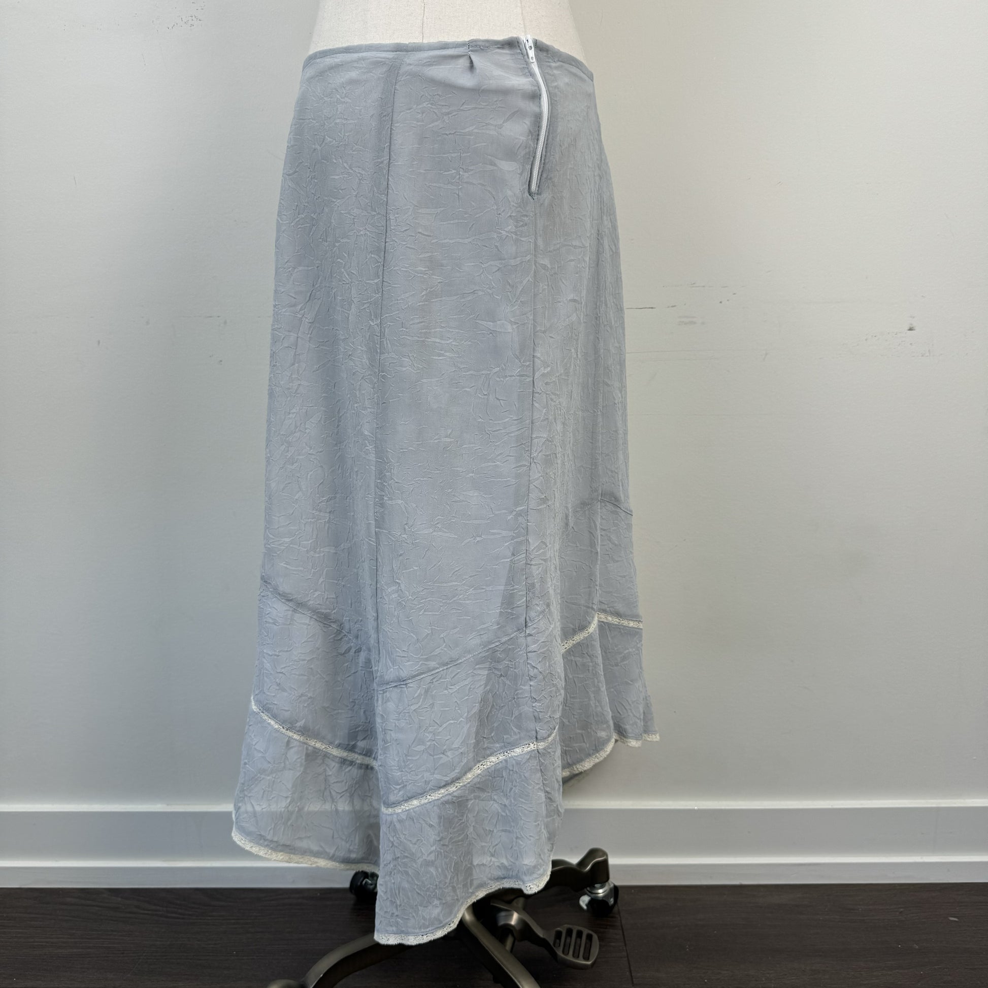 Vintage Pale Blue Chiffon Lace Midi Skirt – view 7