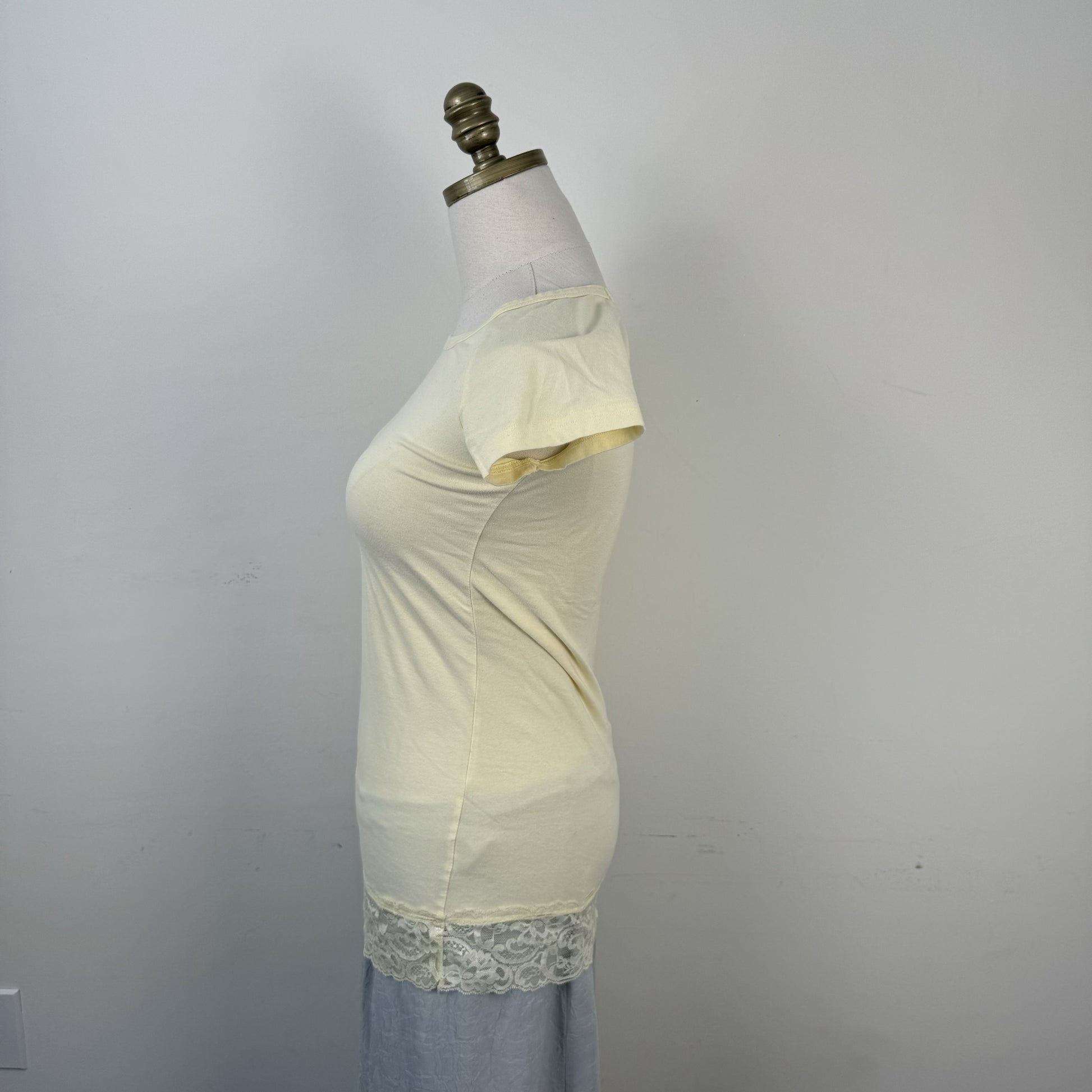 Pale Yellow Lace Boat Neck Top – view 6