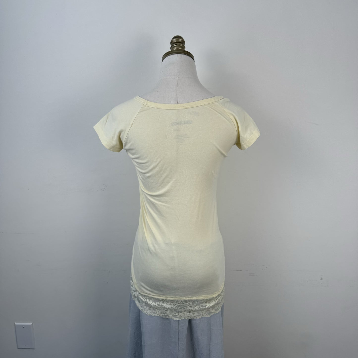 Pale Yellow Lace Boat Neck Top – view 7