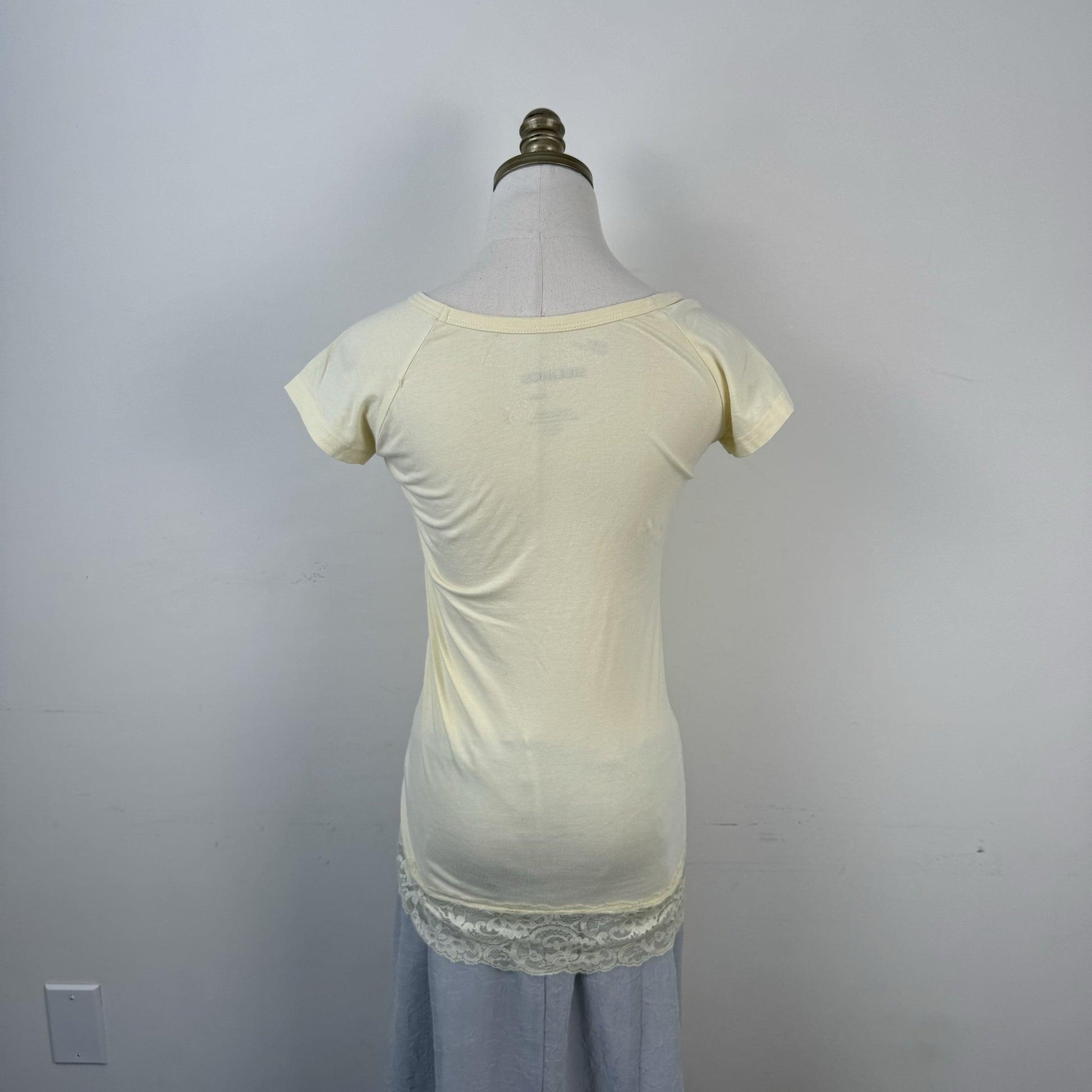 Pale Yellow Lace Boat Neck Top – view 7