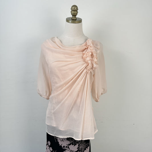 Chiffon Mesh Cowl Neck Top – view 1
