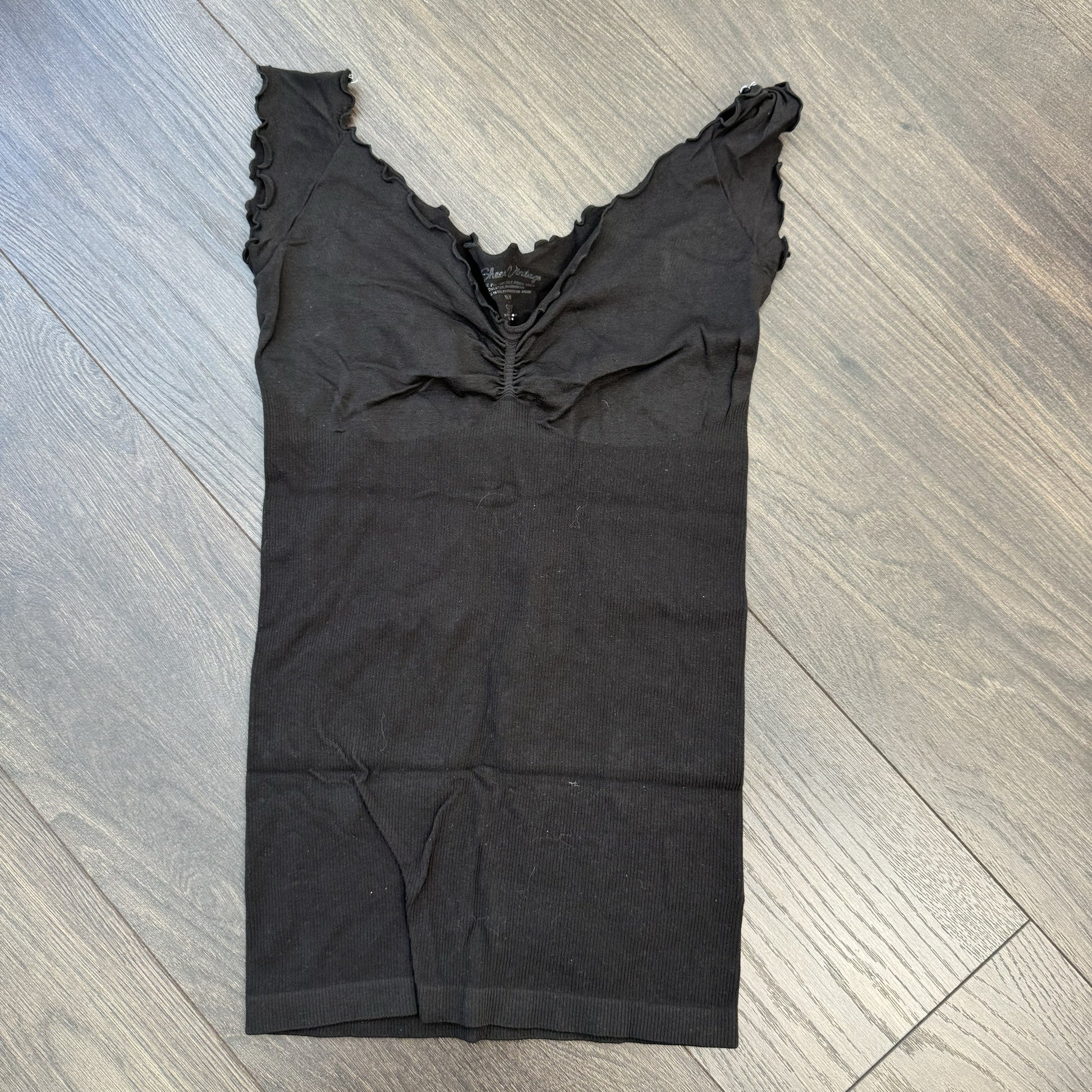 Black Off Shoulder Cinched Knit Top – view 7