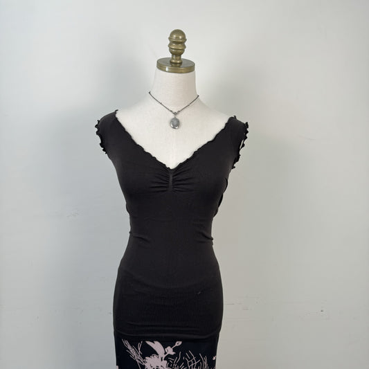 Black Off Shoulder Cinched Knit Top – view 1