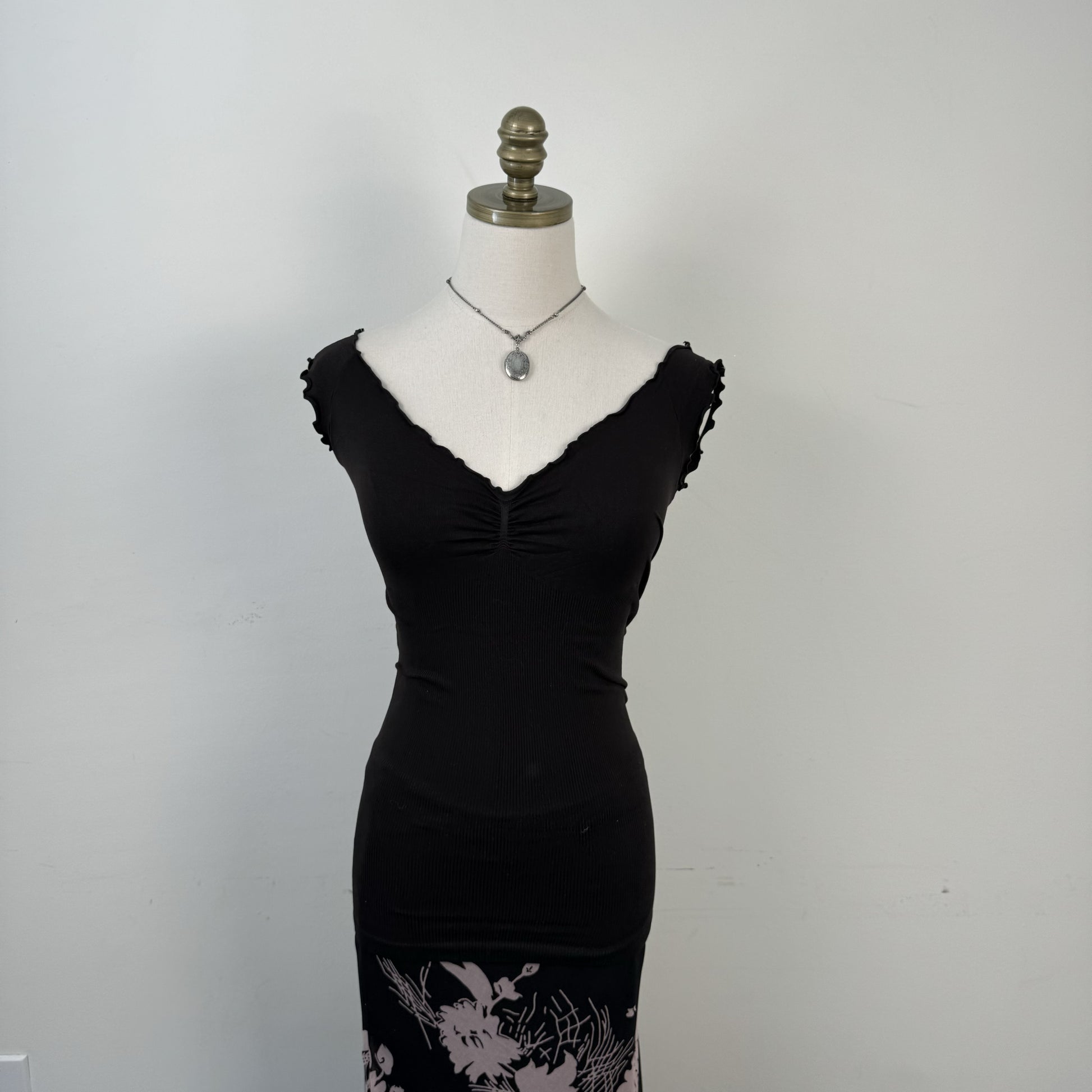 Black Off Shoulder Cinched Knit Top – view 3