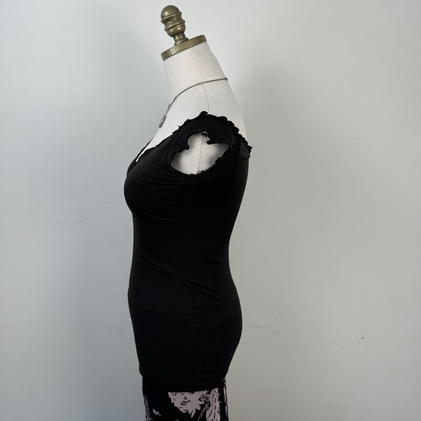 Black Off Shoulder Cinched Knit Top – view 5