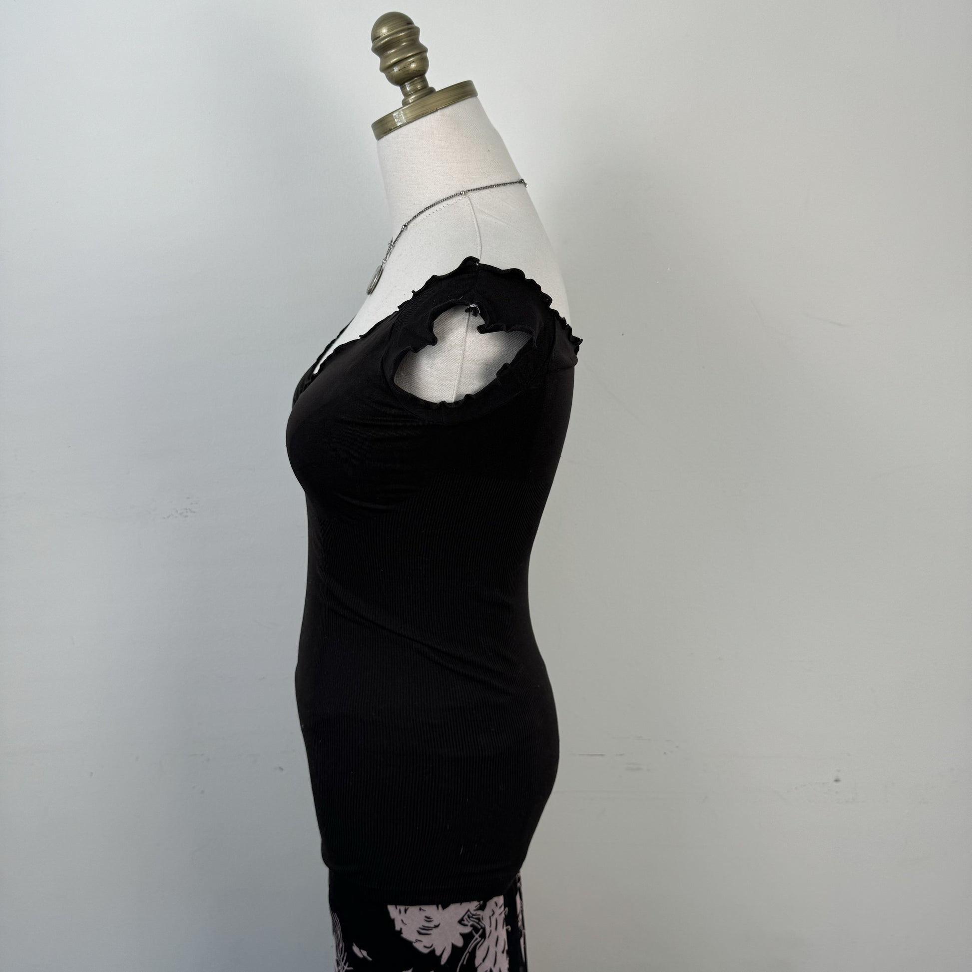 Black Off Shoulder Cinched Knit Top – view 5