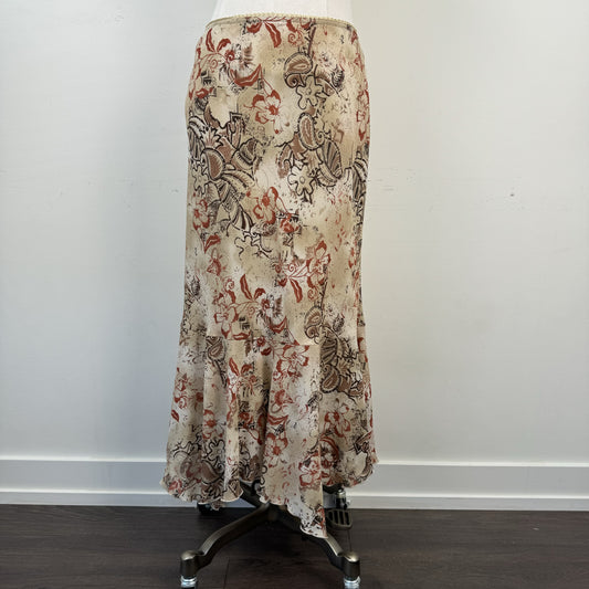 Vintage Floral Mesh Ruffled Midi Skirt – view 1